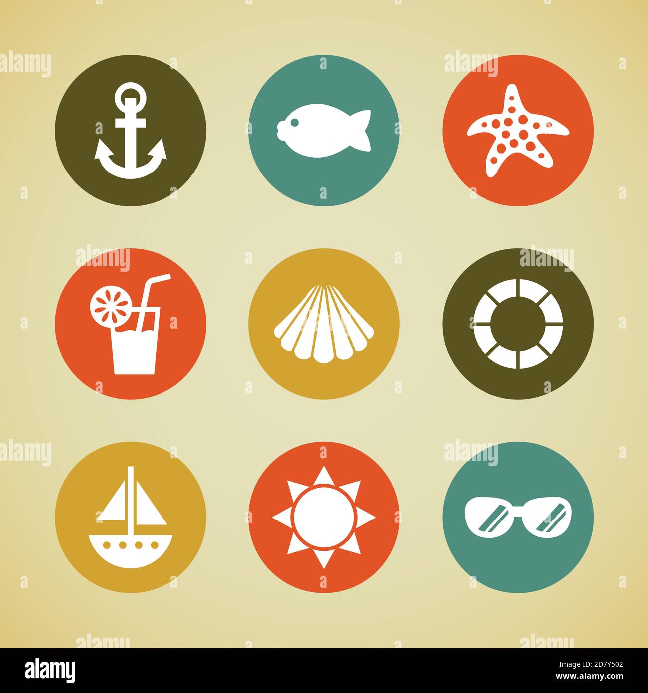 retro summer icons Stock Vector