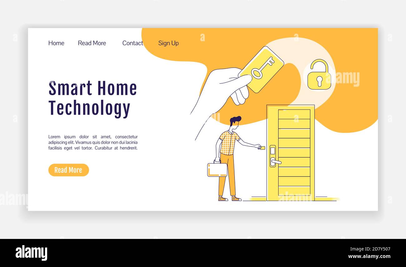 Smart home tech landing page flat silhouette vector template Stock Vector