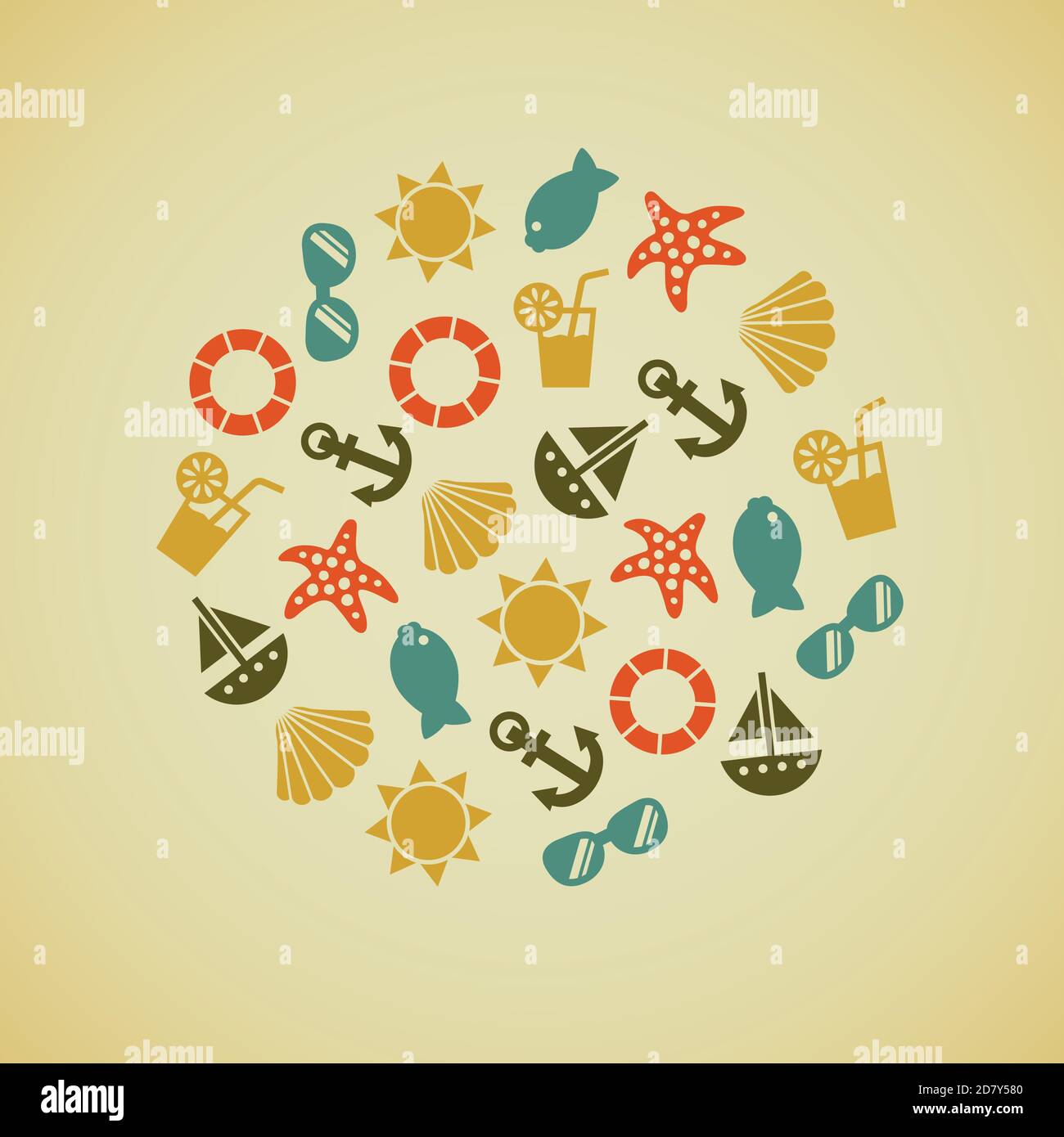 retro summer icons Stock Vector