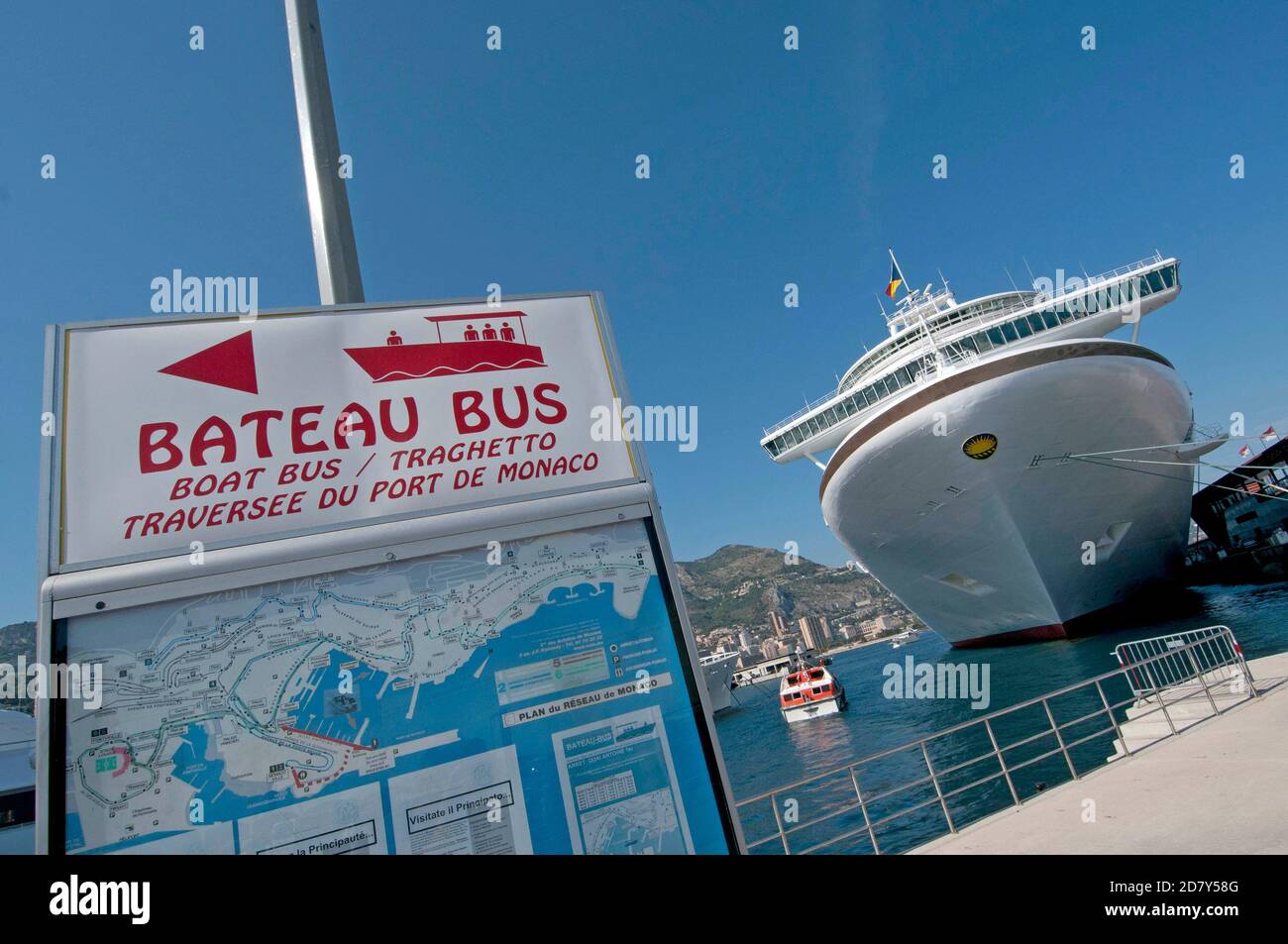 P&O cruise ship Azura moored to her berth at Monaco Harbour. Stock Photo