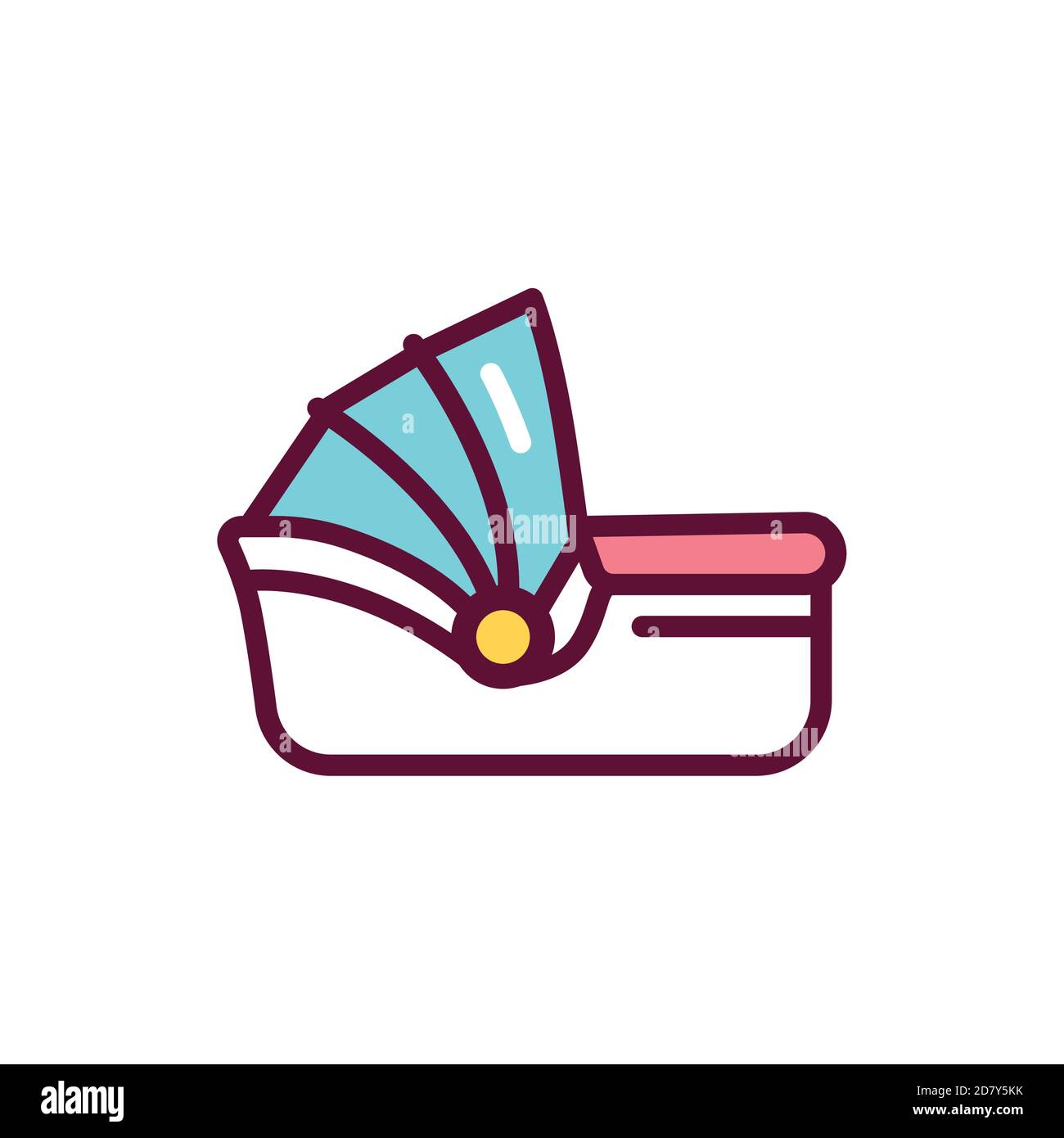 Baby automobile seat color line icon. Isolated vector element. Stock Vector