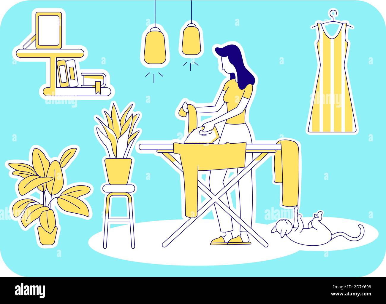 Housekeeping flat silhouette vector illustration Stock Vector