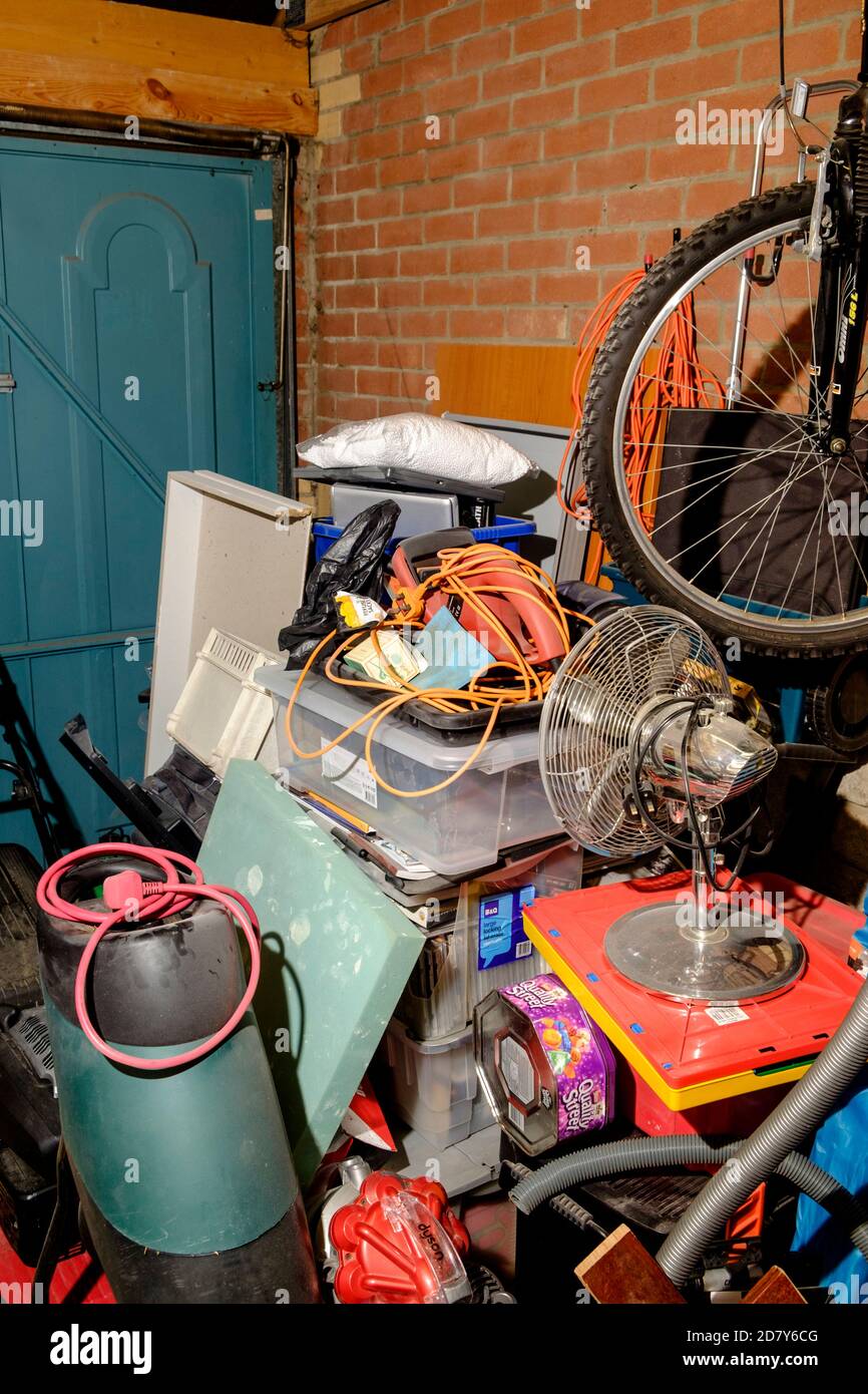 Garage used for storing general household items Stock Photo