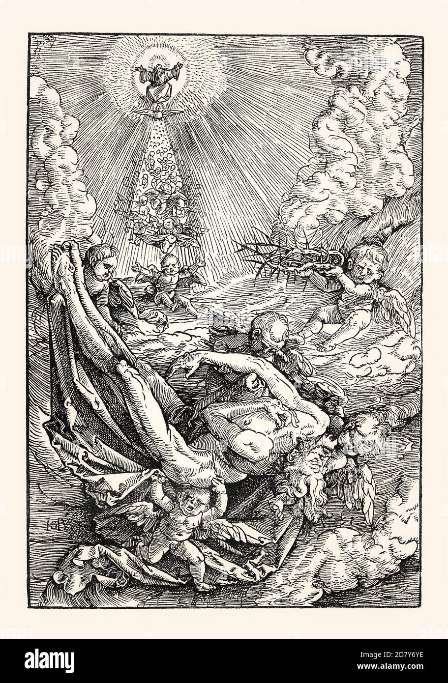 The dead Christ carried into heaven by four angels, by Hans Baldung Grien, facsimile of the 19th century Stock Photo
