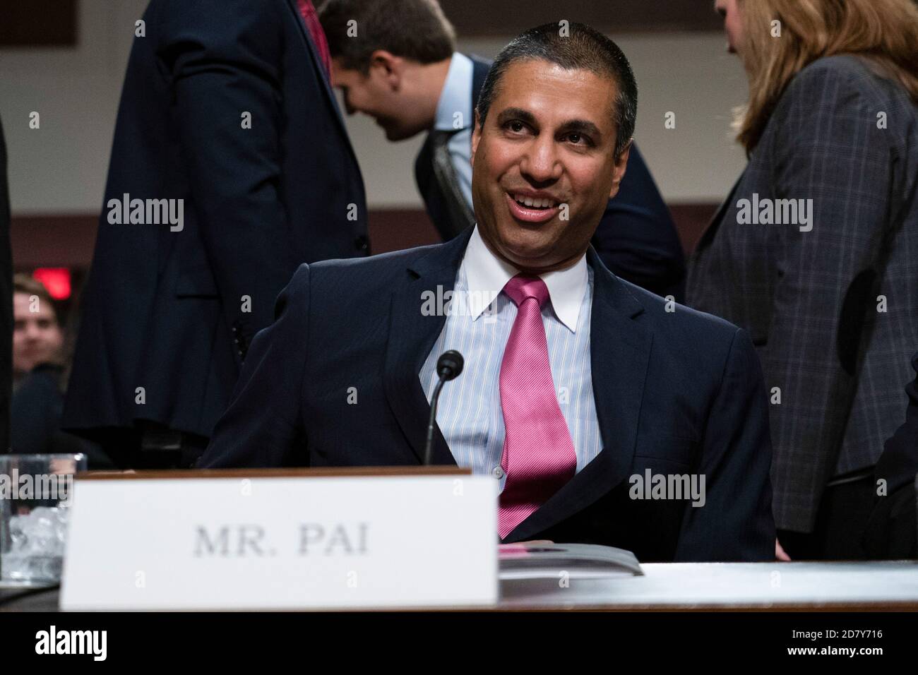 Ajit Pai, FCC Chairman, testifies before the Senate Senate Commerce, Science And Transportation Committee during an FCC oversight hearing on Capitol Hill in Washington, D.C. on June 12, 2019. Pai answered questions from lawmakers on a wide range of communications topics. Credit: Alex Edelman/The Photo Access Stock Photo