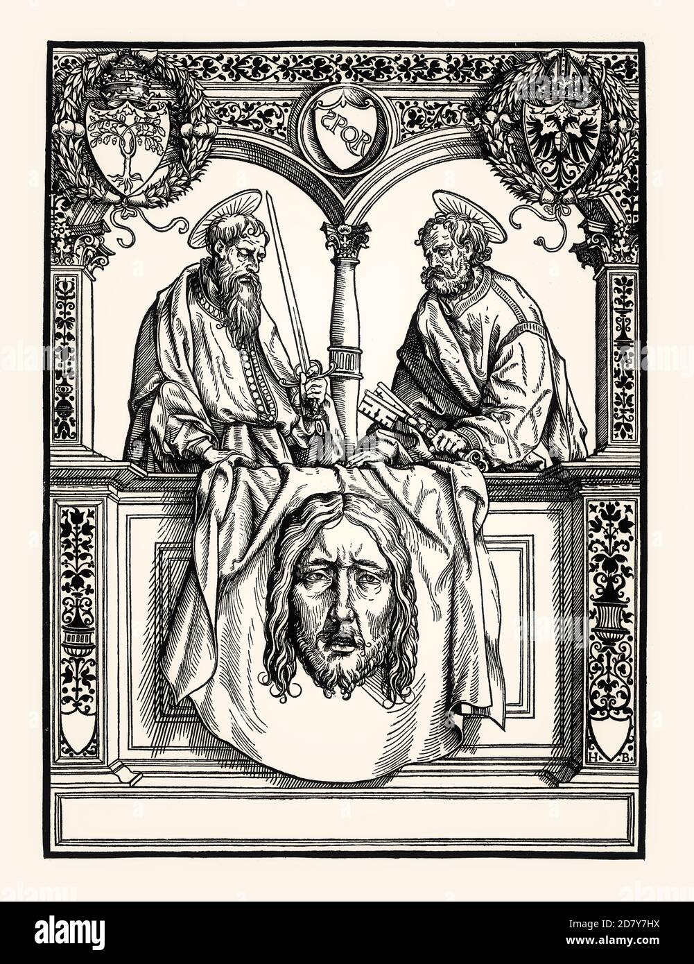 St. Peter and St. Paul with the Sudarium, 1512, by Hans Burgkmair the Elder, facsimile of the 19th century Stock Photo
