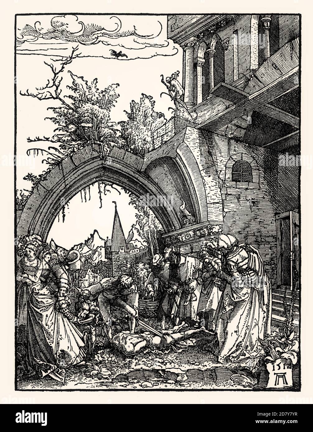 The Beheading of John the Baptist by Albrecht Altdorfer, 1512, facsimile of the 19th century Stock Photo