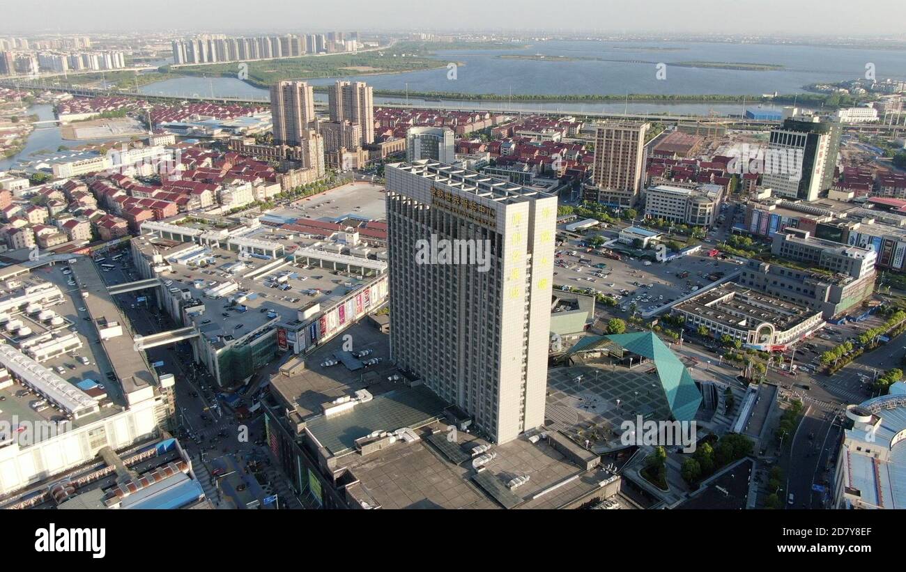 Nanjing, China's Jiangsu Province. 28th Apr, 2020. Video grab shows a view of Changshu Garments Town in Changshu, east China's Jiangsu Province, April 28, 2020. Credit: Li Guangzheng/Xinhua/Alamy Live News Stock Photo