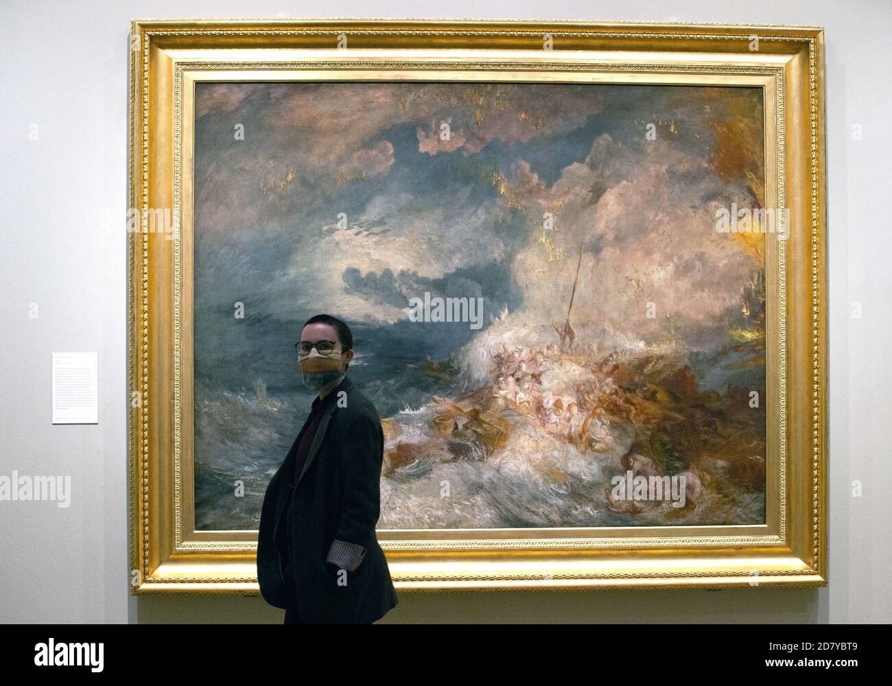 London, UK. 26th Oct, 2020. 'A Disaster at Sea' 1835. Landmark exhibition of J.M.W.Turner(1775-1851) with key paintings loaned from The National Gallery opening on October 28th. Credit: Mark Thomas/Alamy Live News Stock Photo