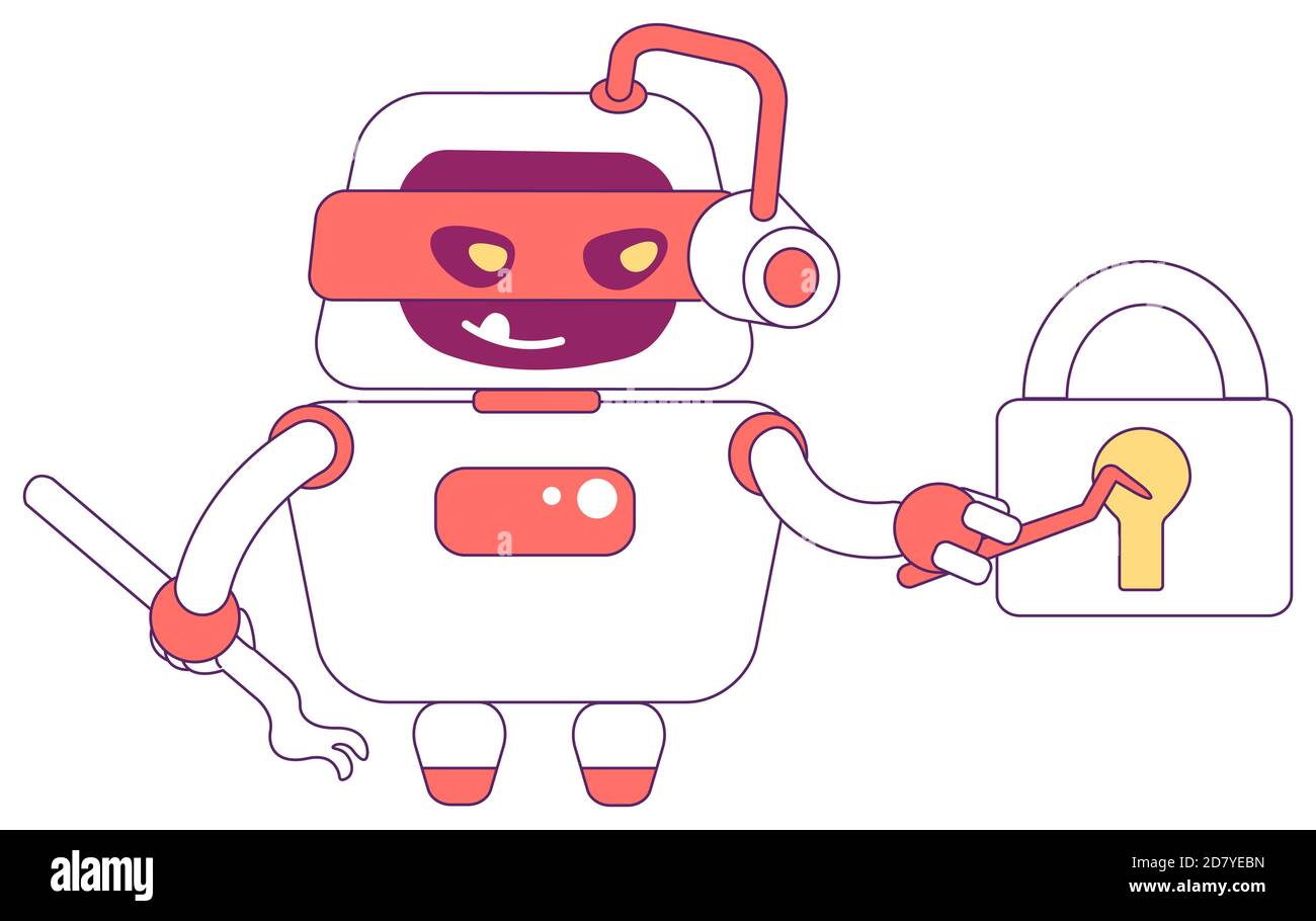 Hacker robot red linear object Stock Vector