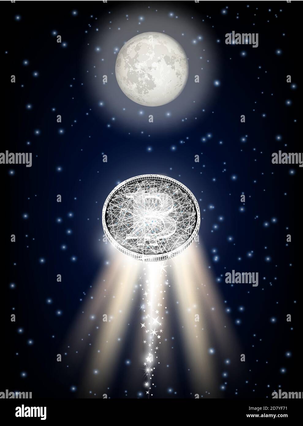 Bitcoin flying to the moon like space rocket vector illustration Stock  Vector Image & Art - Alamy