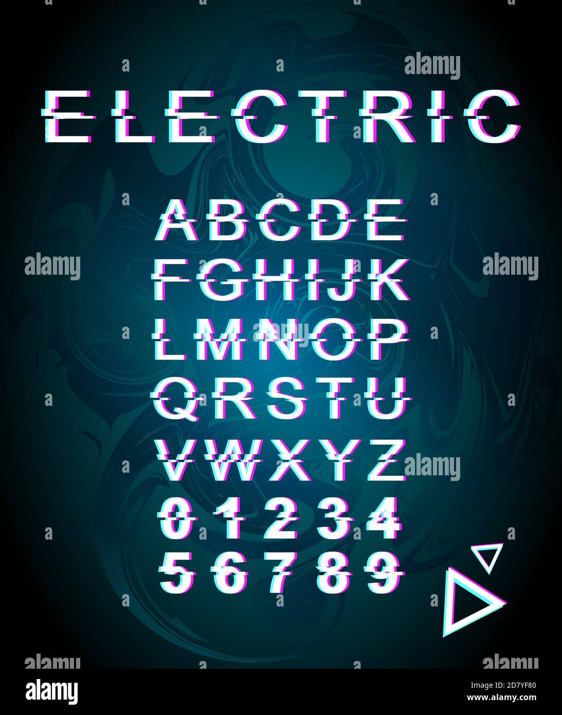 Electric glitch font template Stock Vector