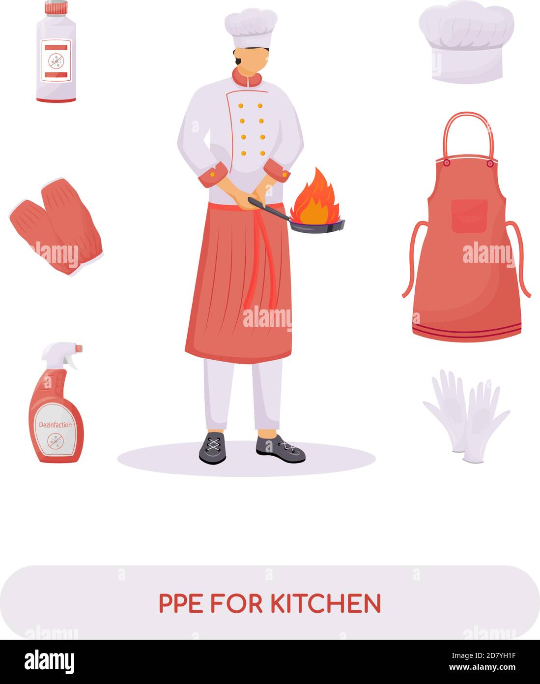 Personal protective equipment for kitchen flat concept vector