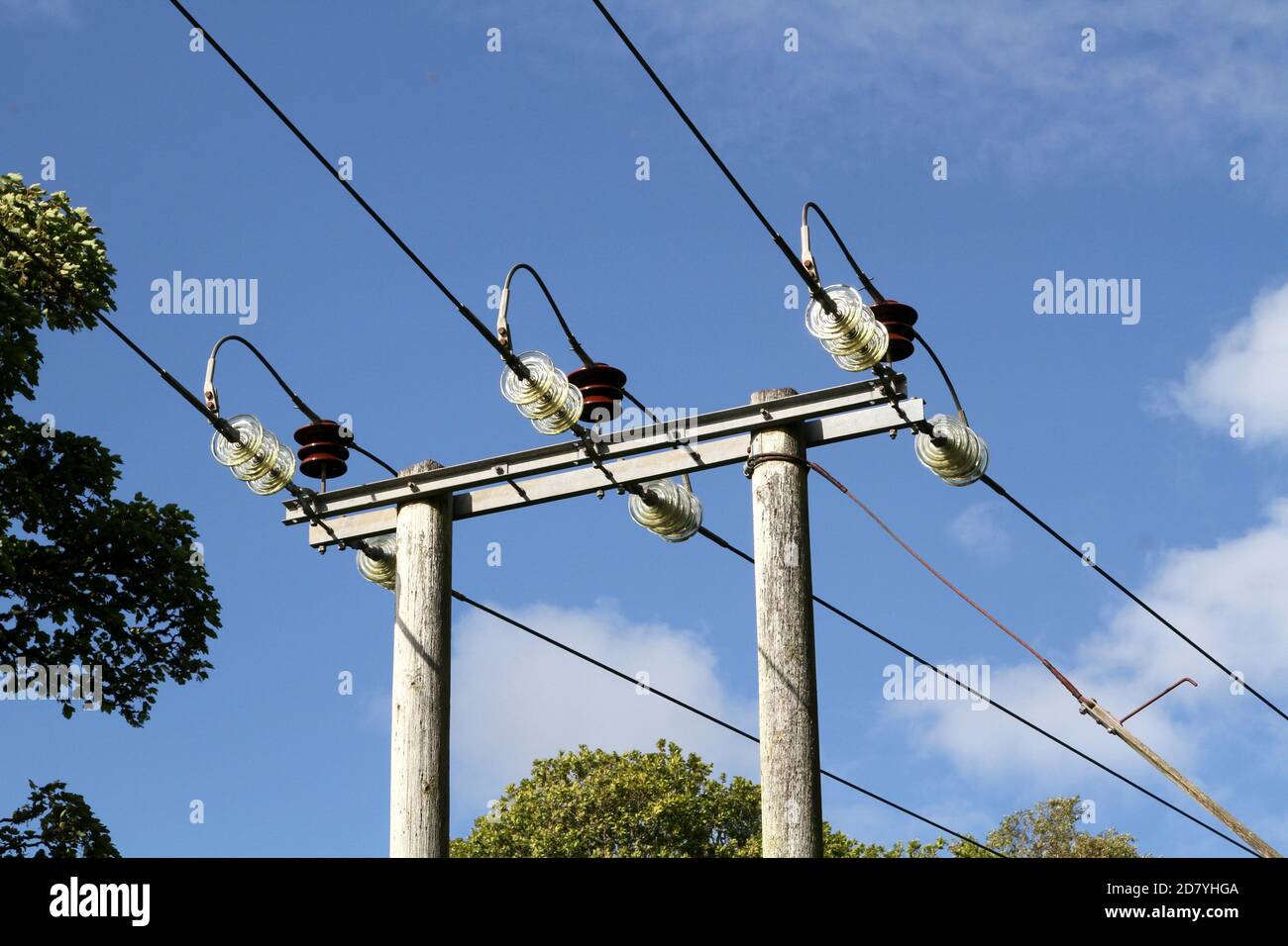 Overhead Electricity Powers lines in the Scottish Countryside, blue