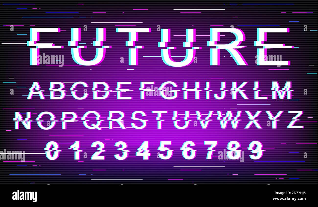 Future glitch font template Stock Vector