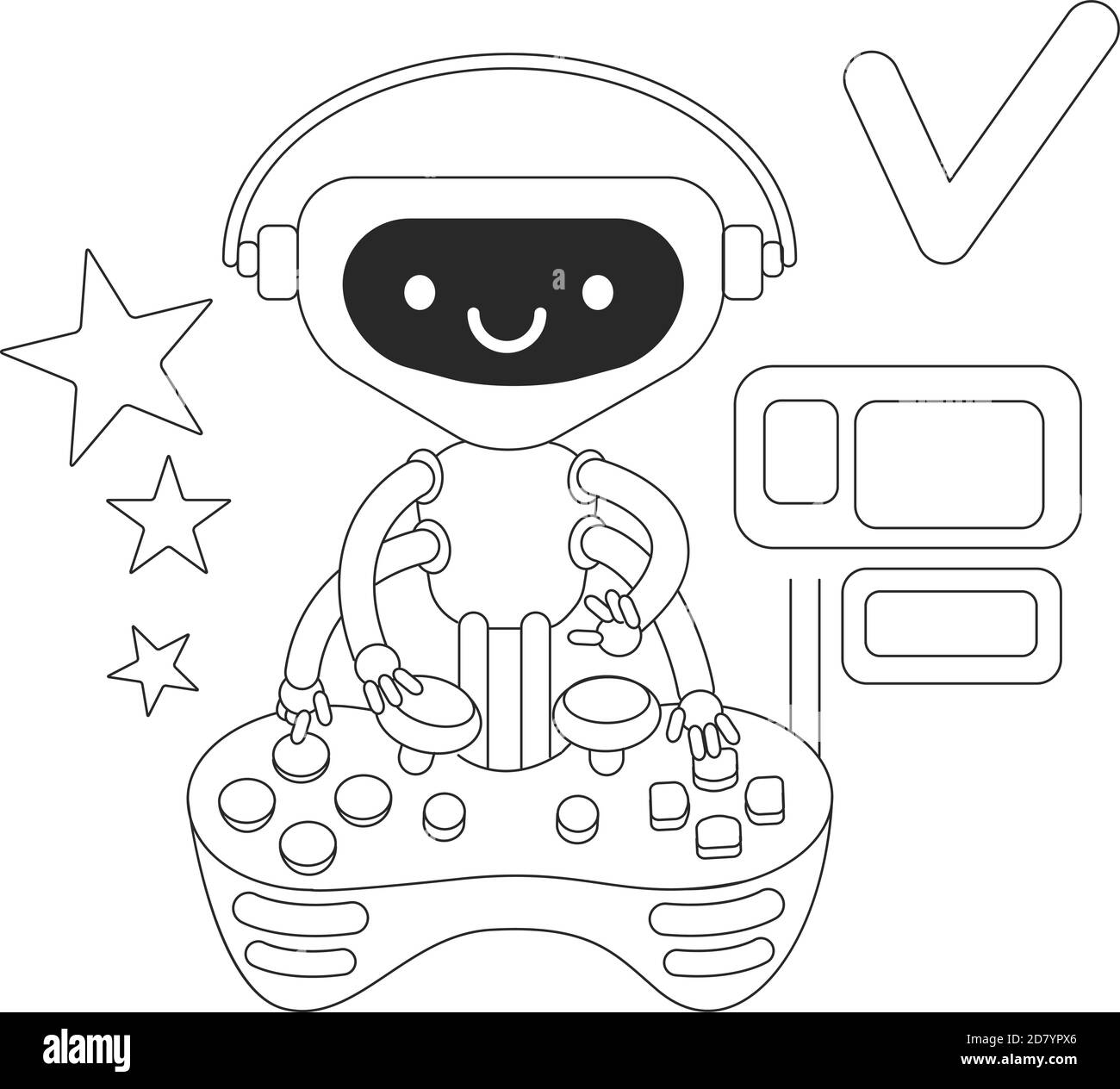 Video game bot thin line concept vector illustration Stock Vector Image ...