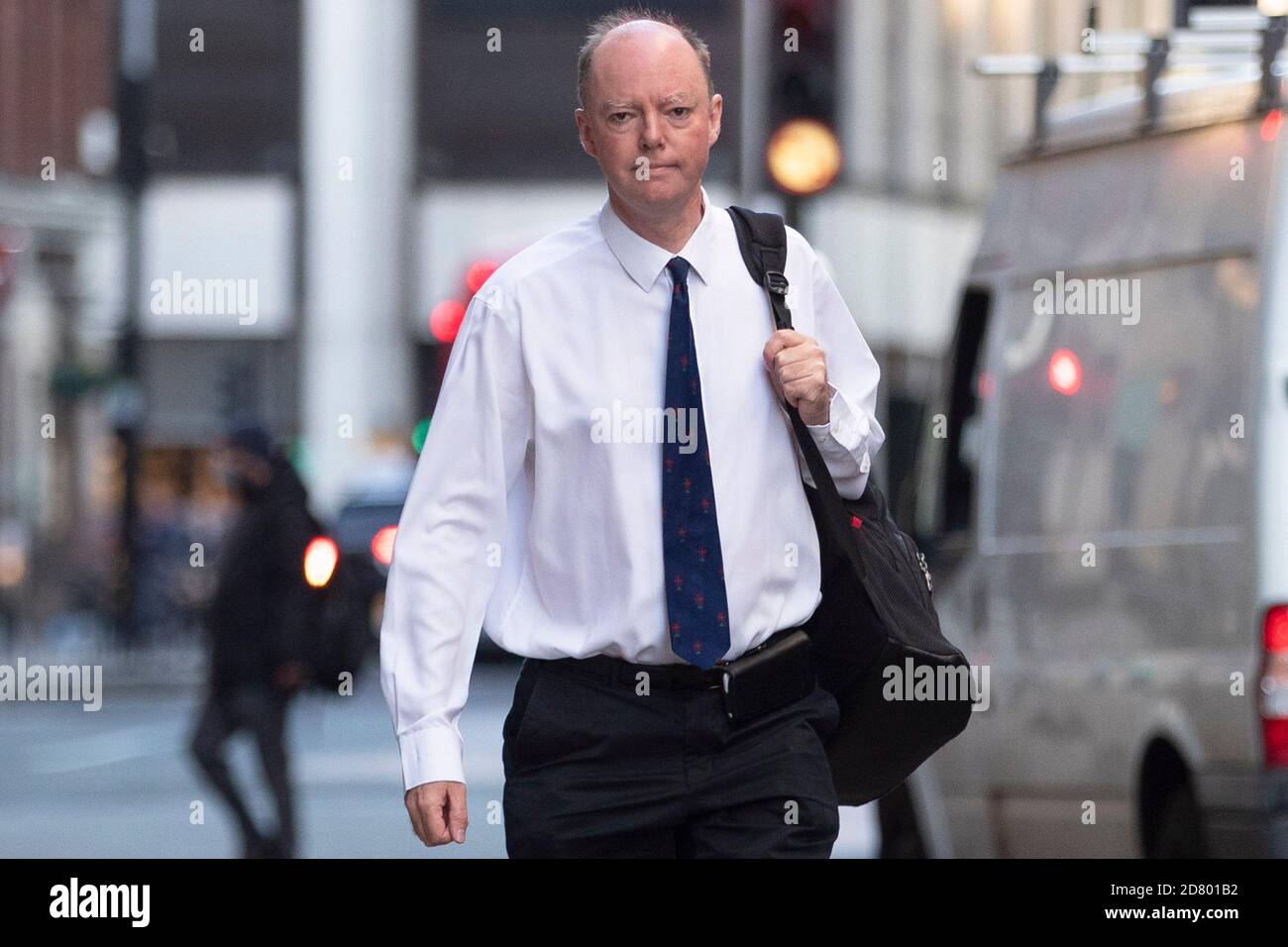 Chief Medical Officer for England (CMO), Chief Medical Adviser to the UK Government Chris Witty, arrives at work this morning at the Department for He Stock Photo