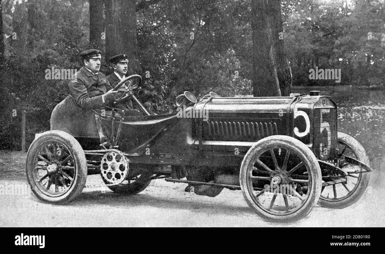 Richard Brasier driven by Thery to win the 1904 Gordon Bennett Cup race Stock Photo
