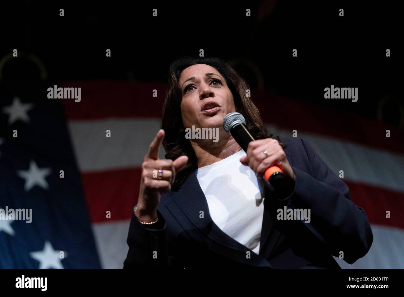 2020 Democratic Presidential hopeful Senator Kamala Harris, a Democrat from California, speaks during the Wing Ding Dinner on August 9, 2019 in Clear Lake, Iowa. The dinner has become a must attend for Democratic presidential hopefuls ahead of the of Iowa Caucus. Credit: Alex Edelman/The Photo Access Stock Photo