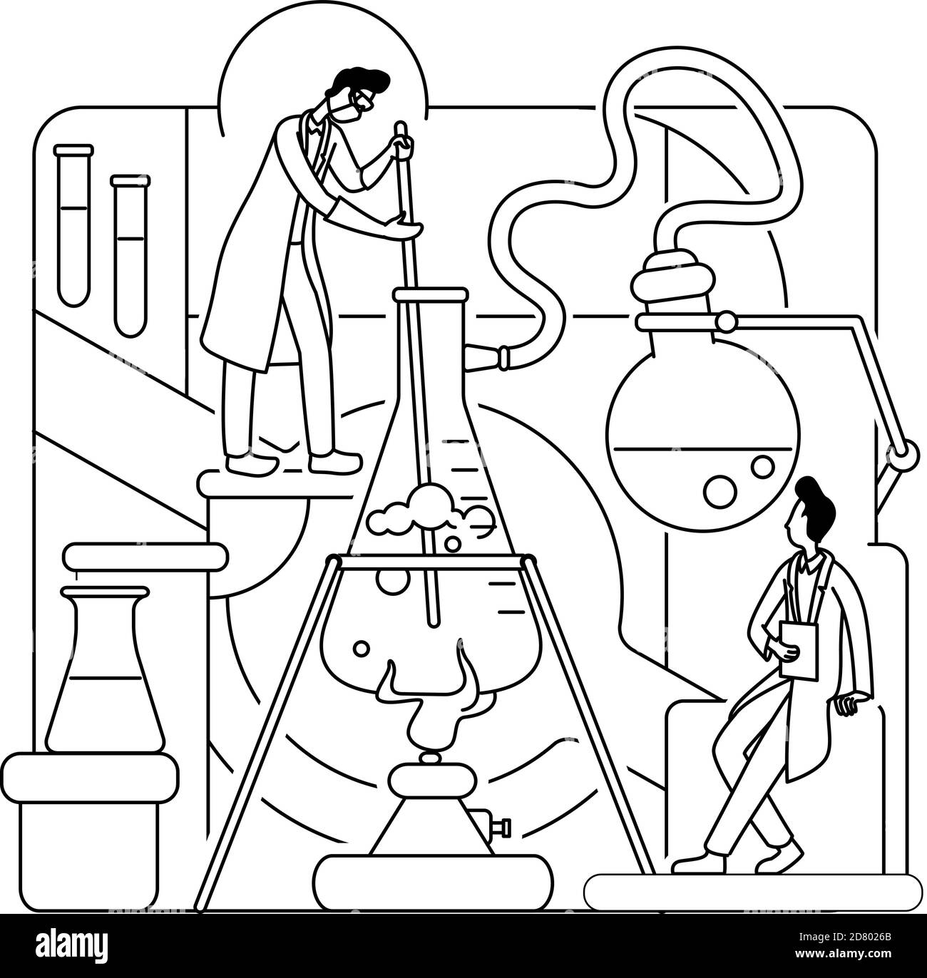 Chemical research thin line concept vector illustration Stock Vector ...