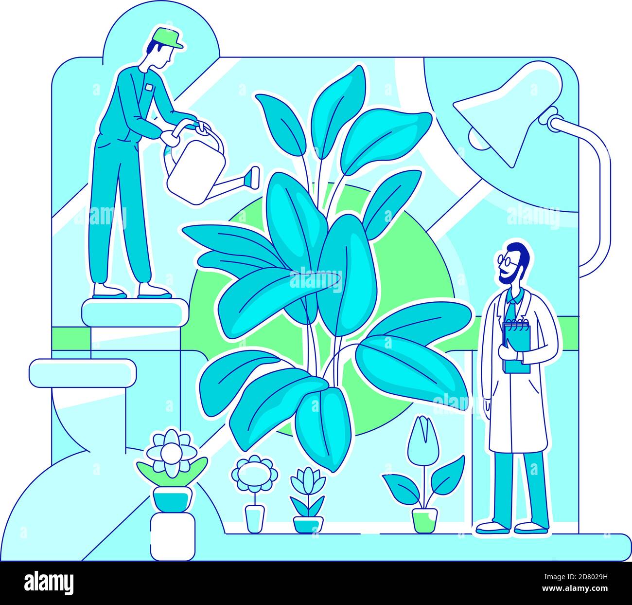 Organic fertilizer testing thin line concept vector illustration Stock Vector