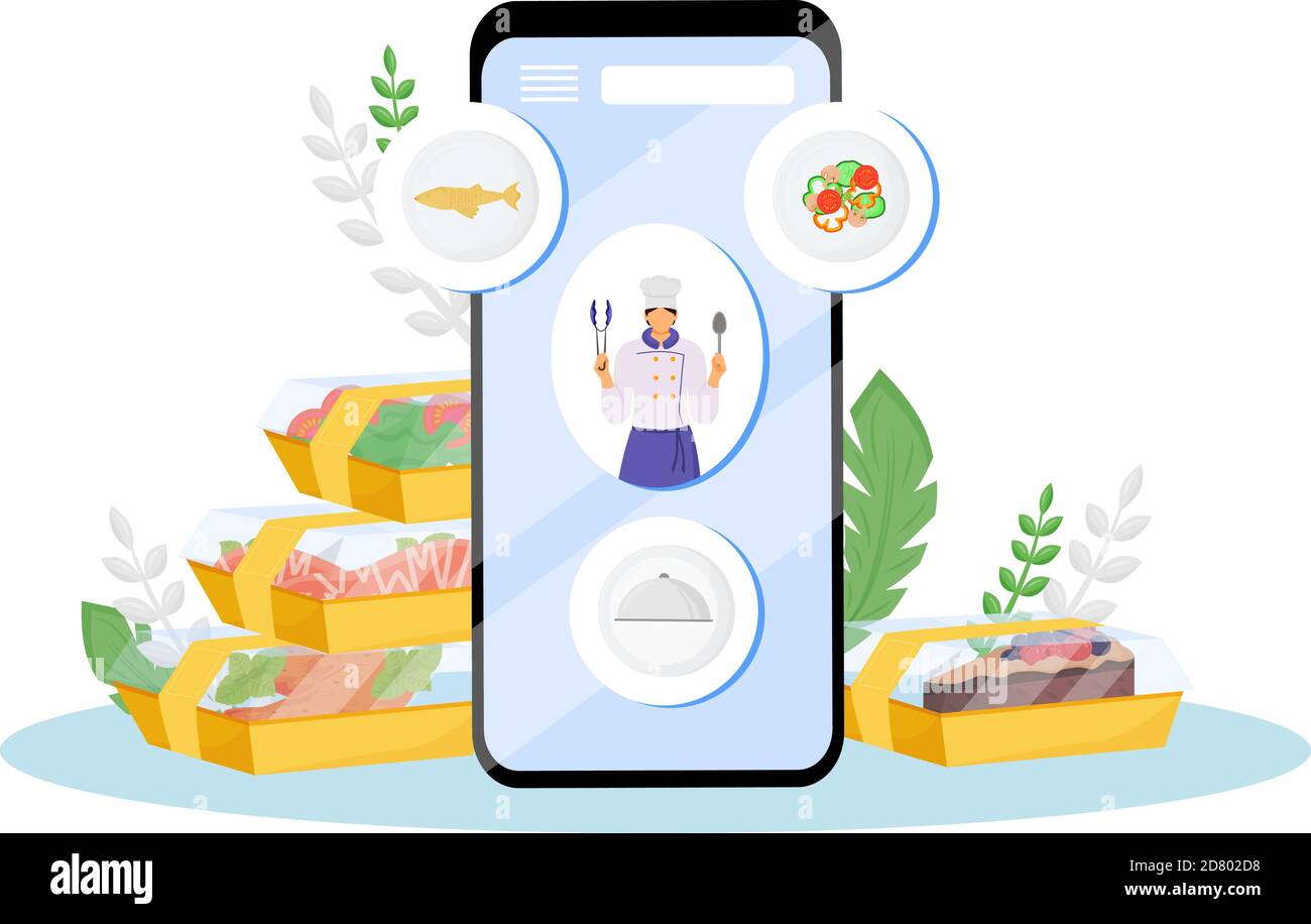 Restaurant food online order and delivery flat concept vector ...