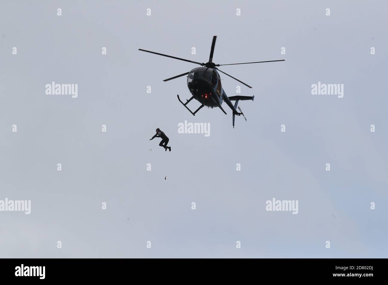 Former paratrooper John Bream attempts a record for highest jump without a parachute by jumping