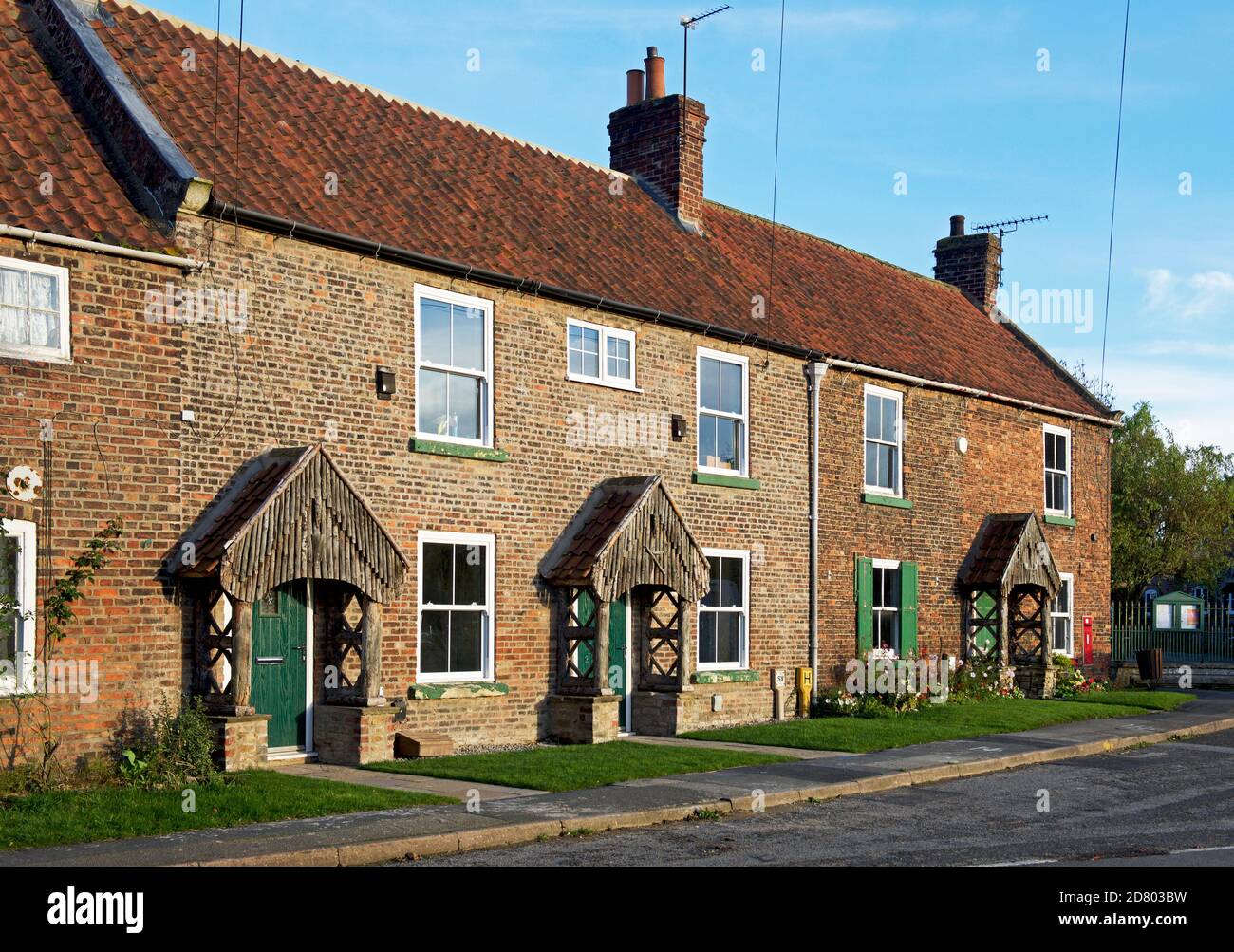 The old post office, and row of terraced houses, in the village of Brantingham, East Yorkshire