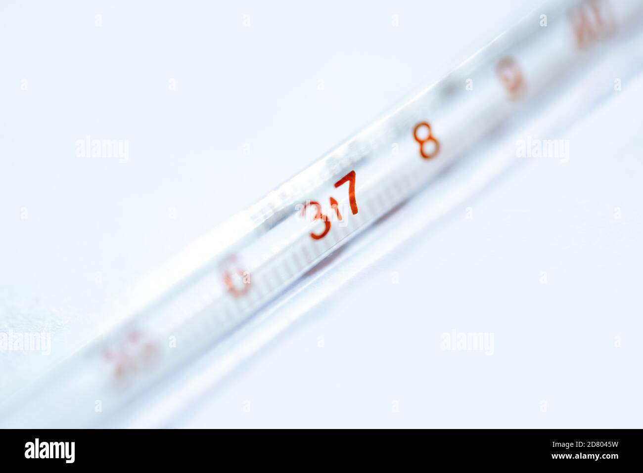 Close-up thermometer isolated on white background. Stock Photo