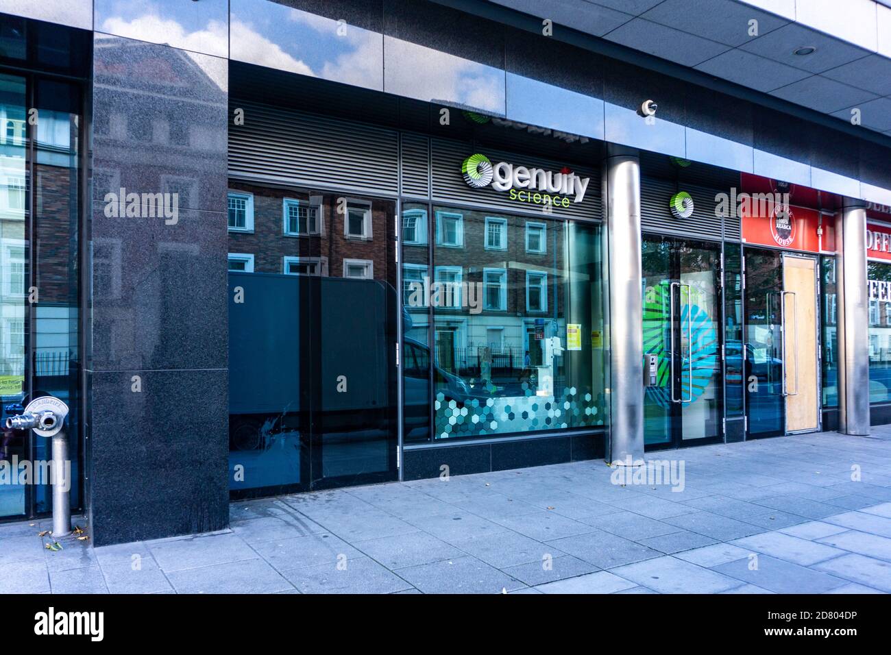 DNA Research. The offices of Genuity Science in Pearse Street, Dublin, Ireland. The company is involved in the collection of DNA to fight disease. Stock Photo