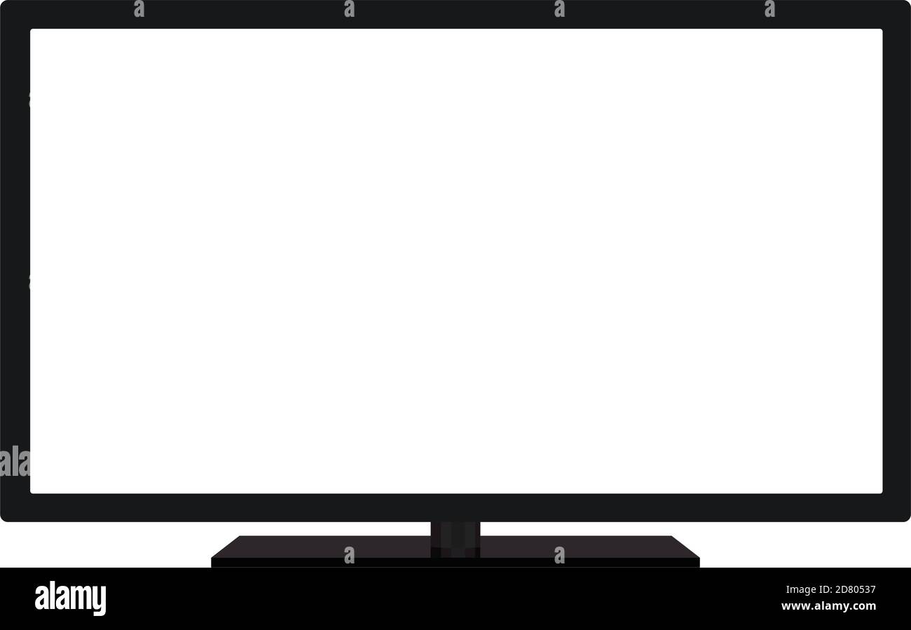 isolated OLED black flat smart wide TV on white background Stock Vector