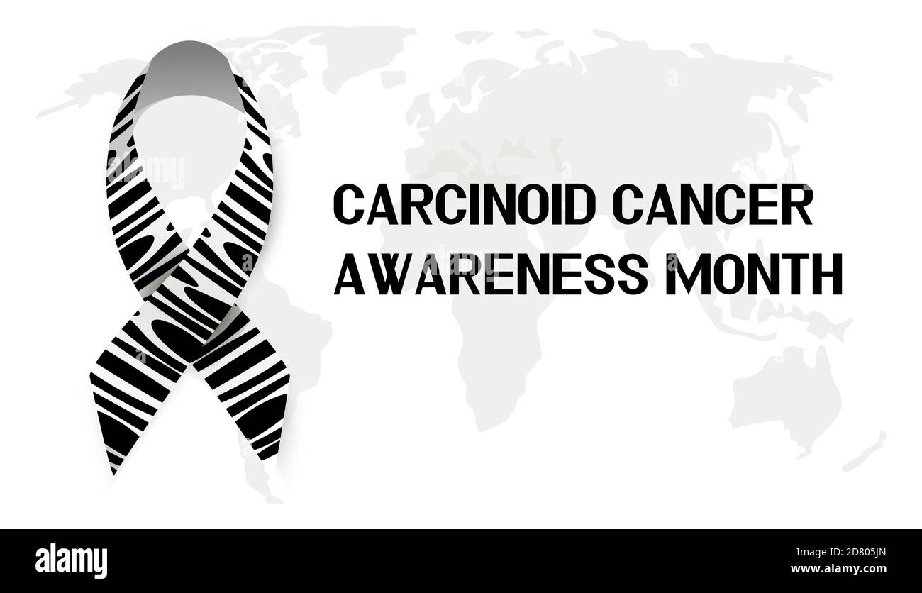 Carcinoid Cancer Awareness Month concept vector for medical website, blog. Event is celebrated in November. Ribbon is shown on the banner with text. Stock Vector