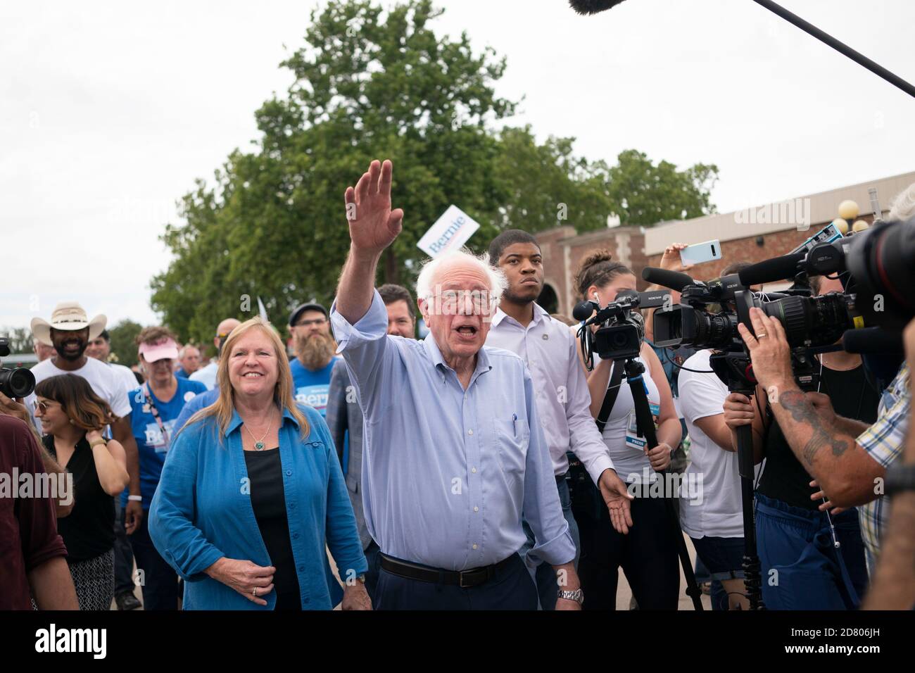 2020 Democratic Presidential hopeful Senator Bernie Sanders, Independent of Vermont, campaigns at the Iowa State fair on August 11, 2019 in Des Moines, Iowa. Credit: Alex Edelman/The Photo Access Stock Photo