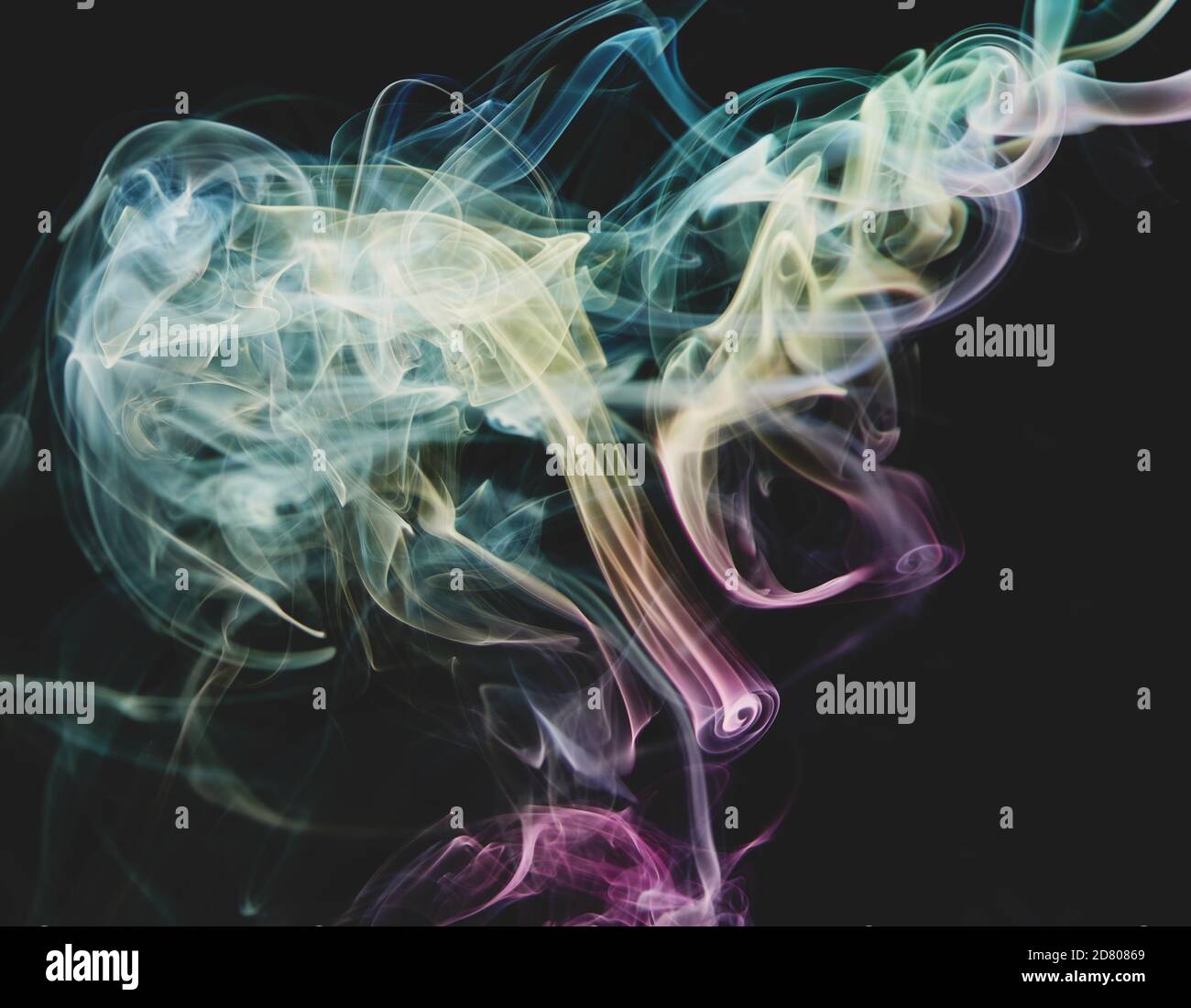 Smoke colorful cloud shape background with dark gray copy space Stock Photo