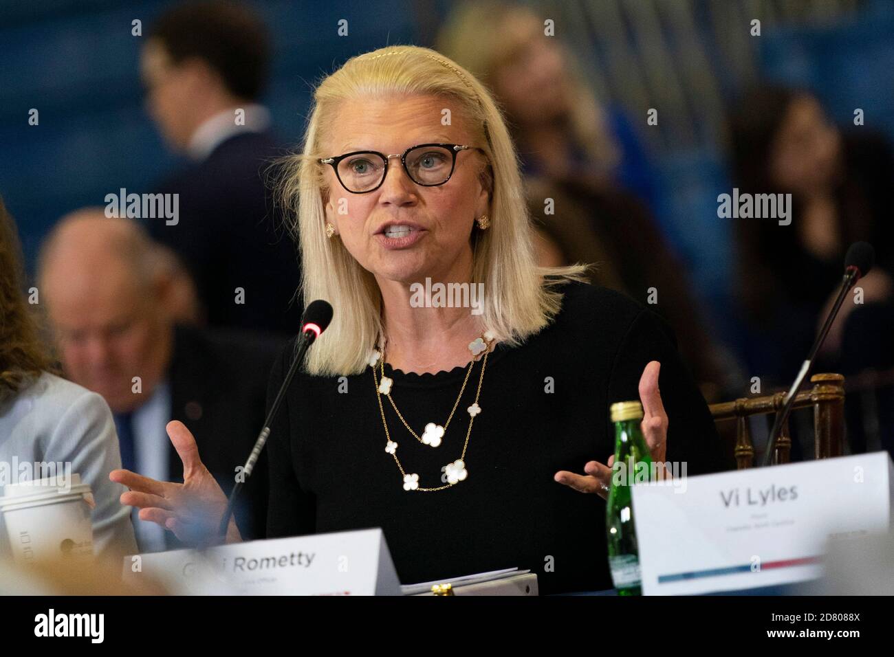 Ginni Rometty, IBM CEO, speaks during an American Workforce Policy Advisory Board Meeting at the Boys & Girls Clubs of Greater Washington in Washington, D.C., U.S., on Wednesday, Sept. 19, 2019. Credit: Alex Edelman/The Photo Access Stock Photo