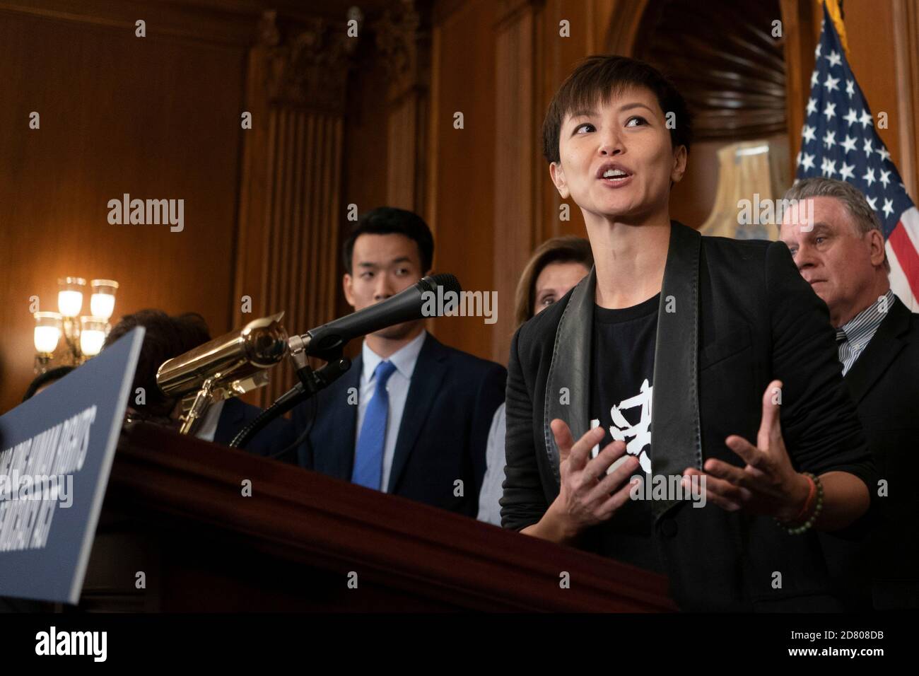 Denise Ho, singer and pro-democracy activist, speaks  during a news conference about the Hong Kong Human Rights and Democracy Act on Capitol Hill in Washington, D.C., U.S., on Wednesday, Sept. 19, 2019. Credit: Alex Edelman/The Photo Access Stock Photo