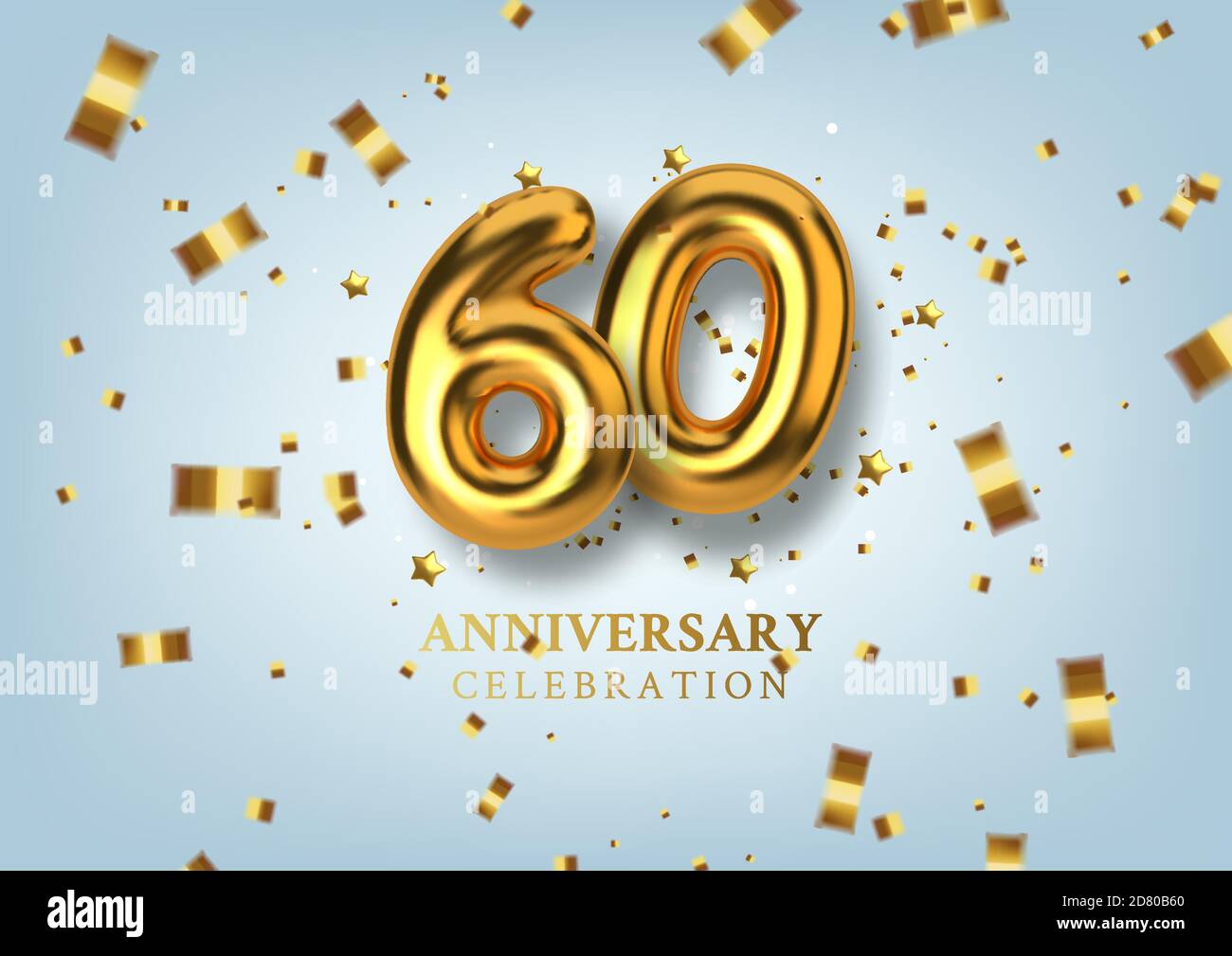 60th Anniversary celebration. Number in the form of golden balloons. Vector illustration. Stock Vector