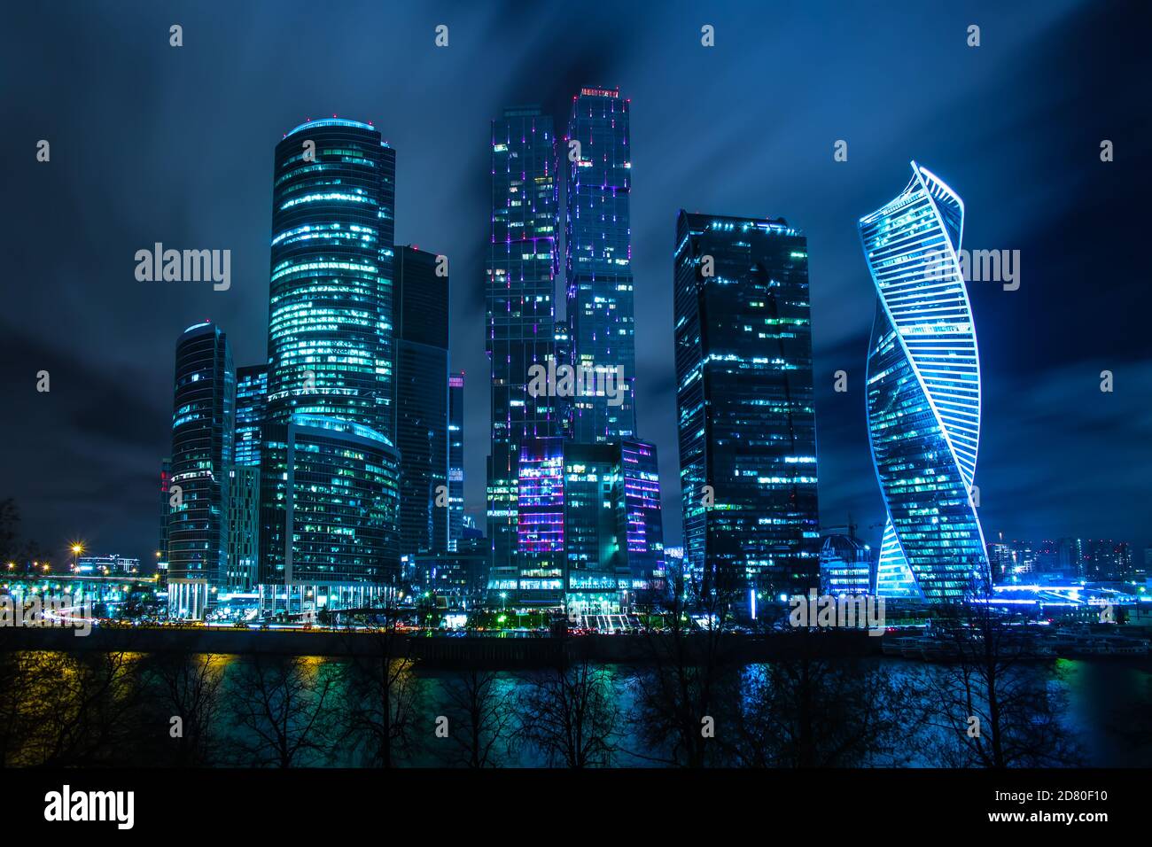 new new buildings of Moscow business center Moscow city at night Stock Photo