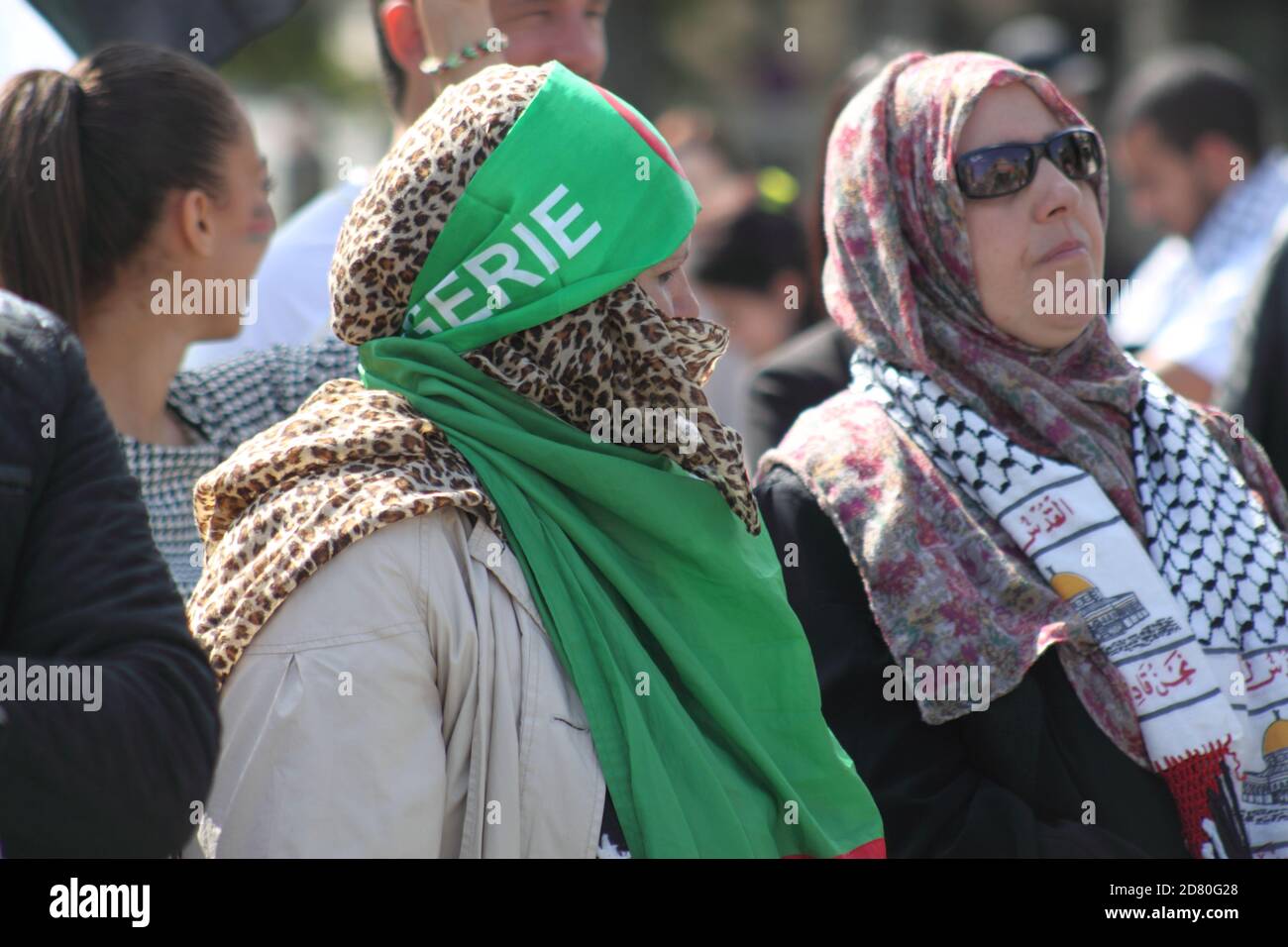 Supporters for the Palestinian people gathered in Republic Square in Paris on August 31, 2014 to denounce the colonization of Palestinian territories Stock Photo