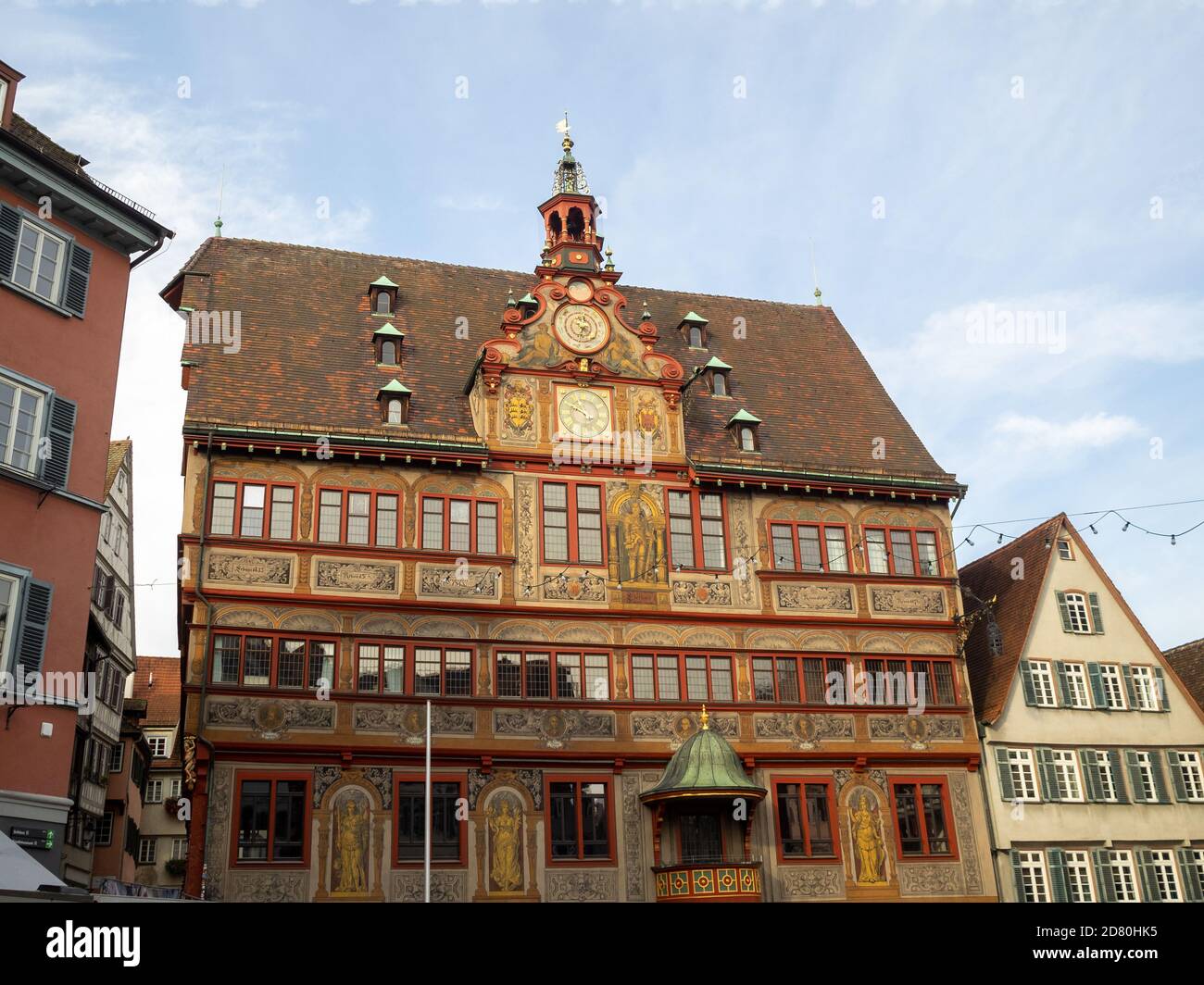 Tubingen City Hall building frescoed facade Stock Photo