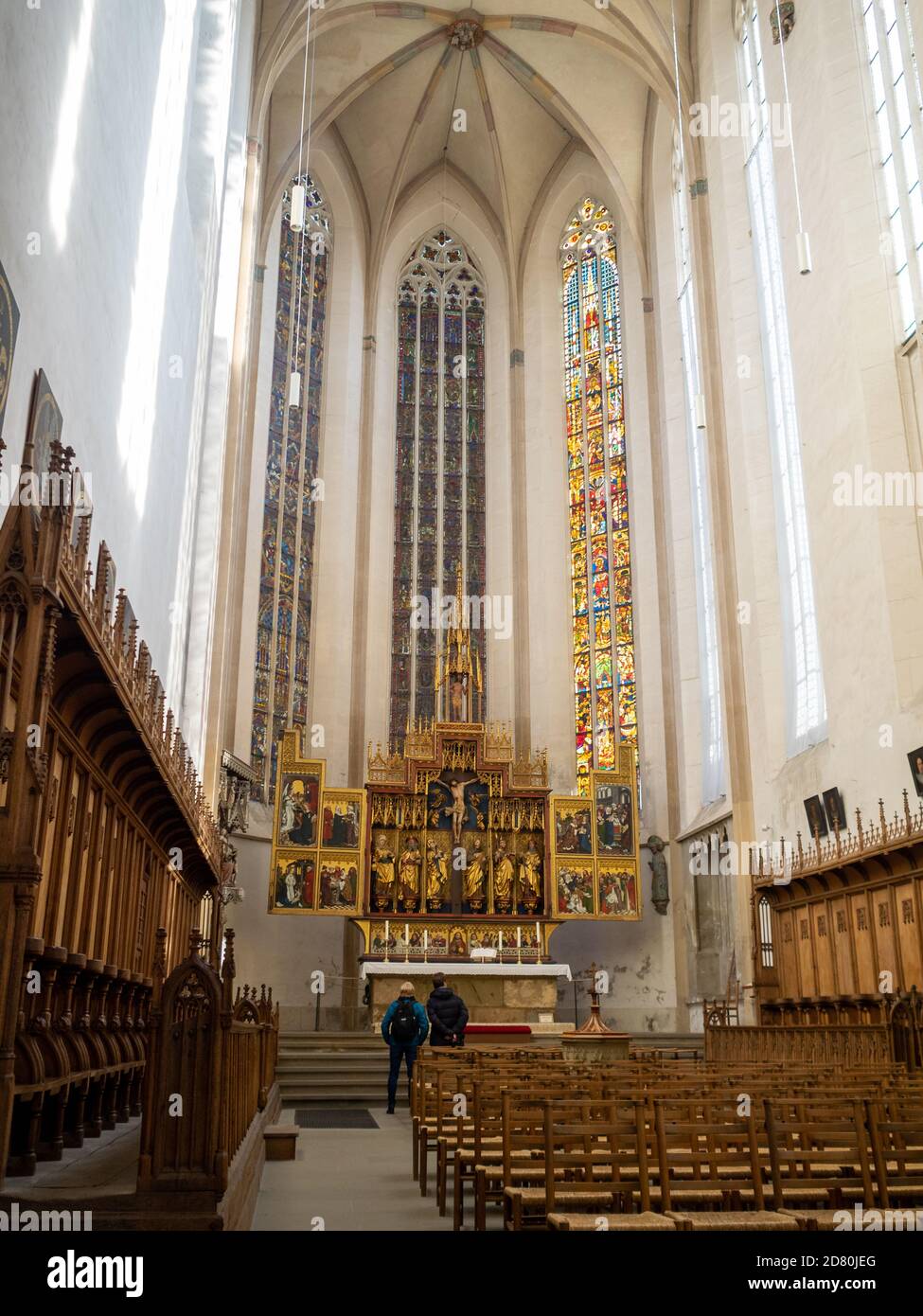 Main altar and choir of Rothenburg ob der Tauber St. Jakob Church by Friedrich Herlin Stock Photo