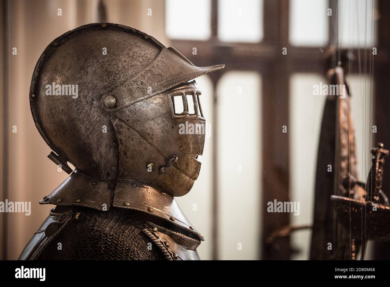 Plate armour medieval armor, armed fighter profile. Historical type of