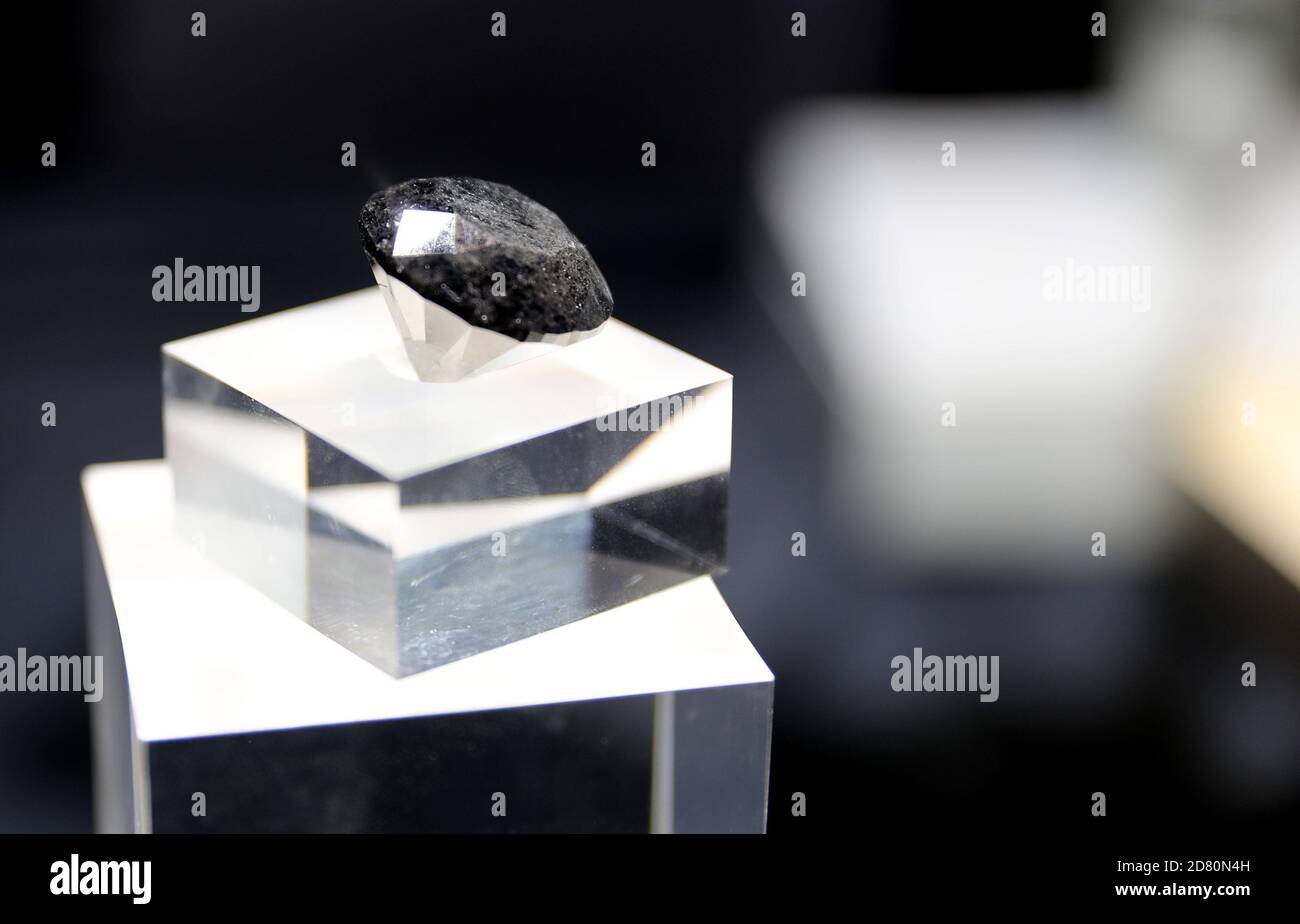 Shanghai, China. 26th Oct, 2020. A black diamond weighing 88 carats is pictured in Shanghai, east China, Oct. 26, 2020. With an estimated value of 37 million U.S. dollars, the diamond from Paris will be on display during the upcoming third China International Import Expo (CIIE) in Shanghai. Credit: Fang Zhe/Xinhua/Alamy Live News Stock Photo