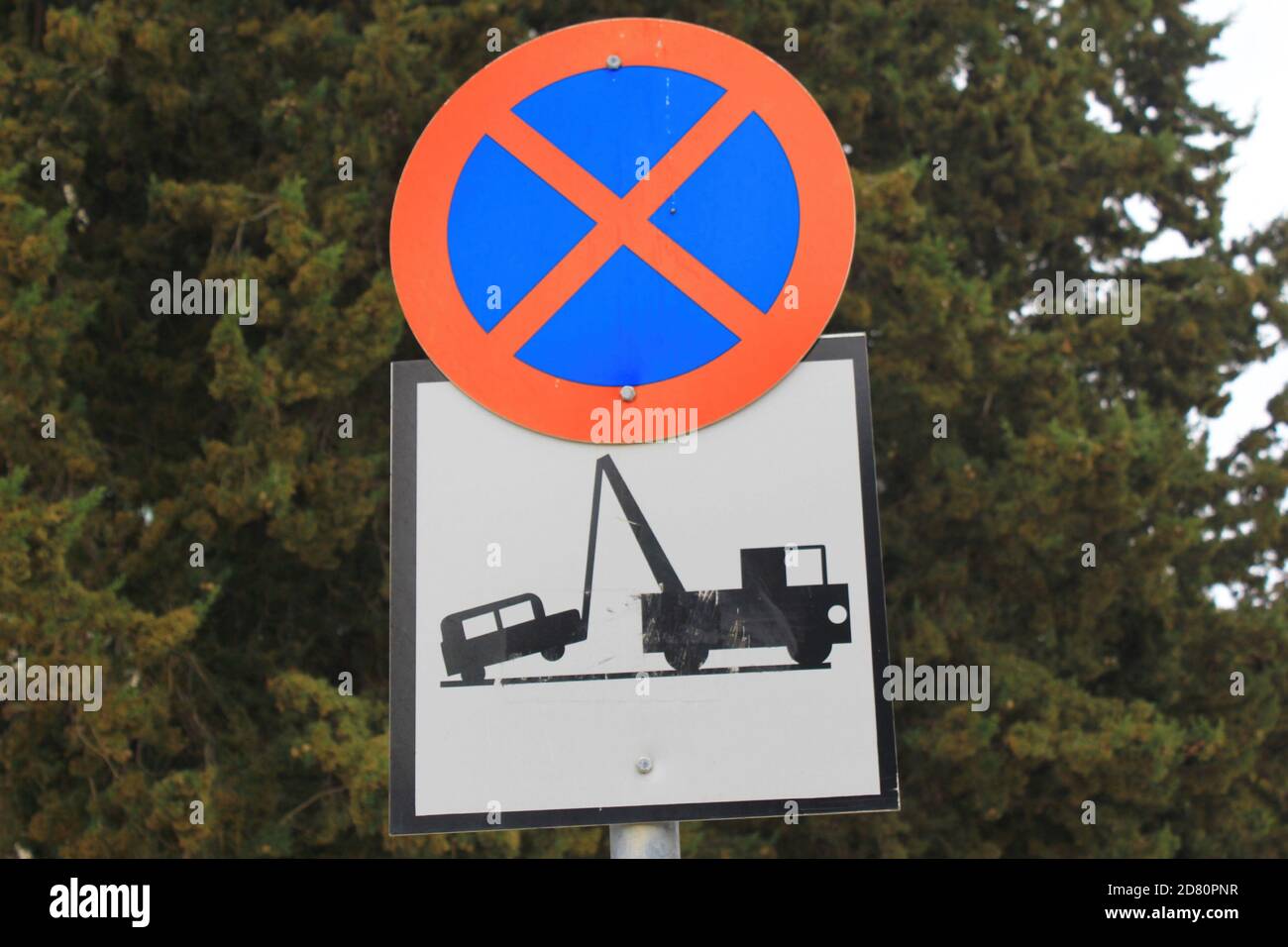 No parking zone sign in Athens, Greece Stock Photo Alamy
