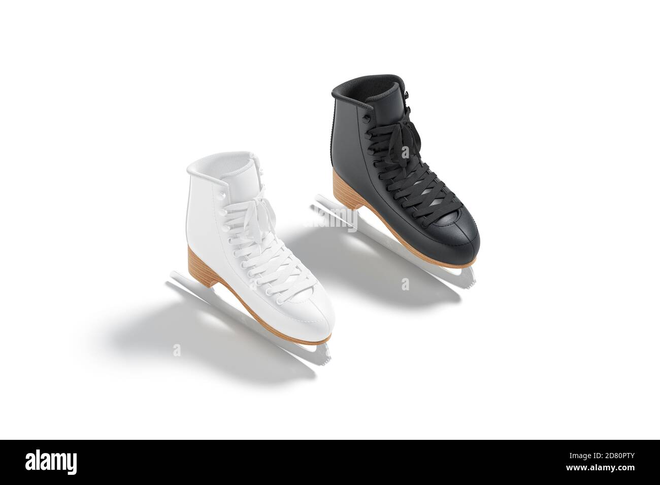 Blank black and white ice skates mockup set, side view Stock Photo - Alamy