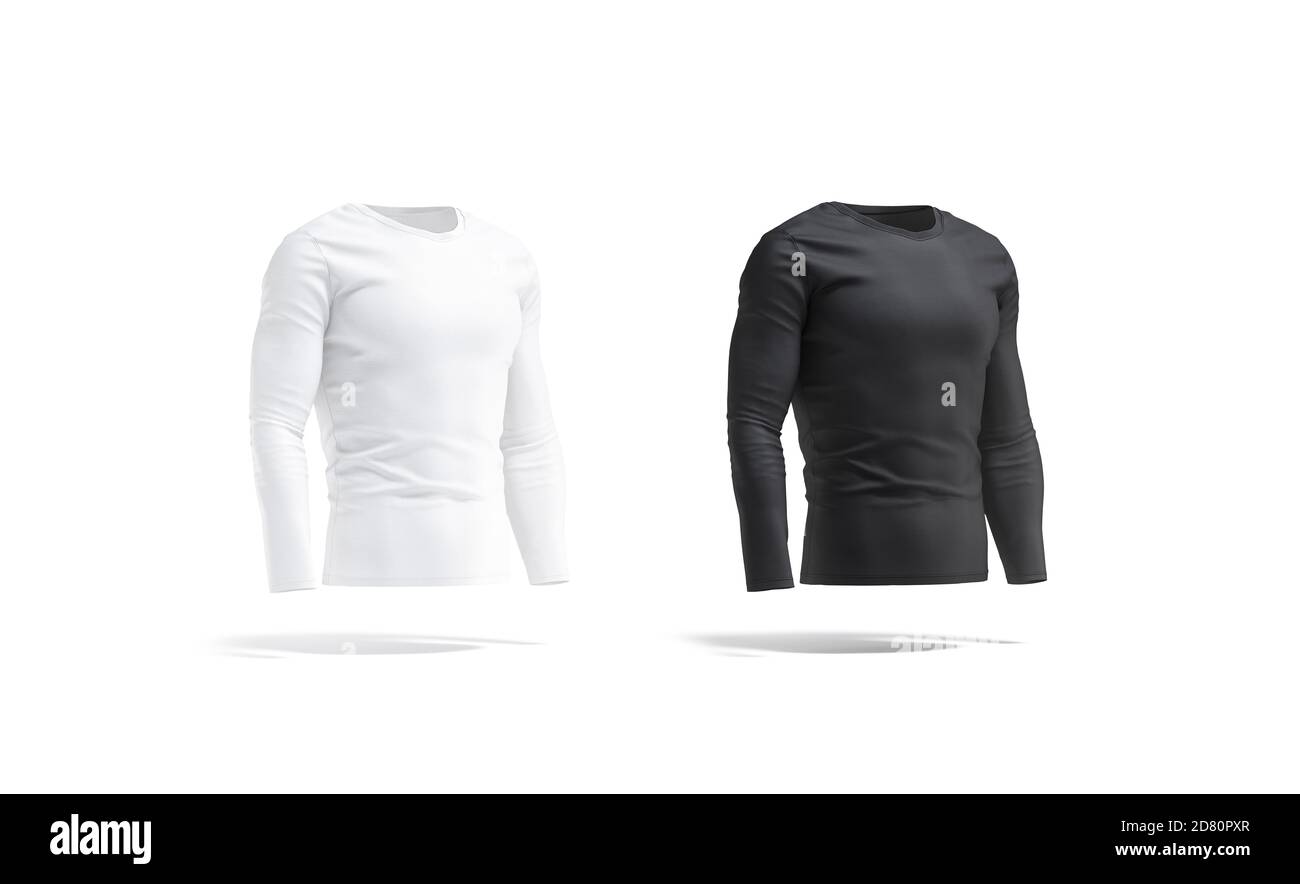 Download Blank Black And White Longsleeve T Shirt Mockup Set Side View Stock Photo Alamy