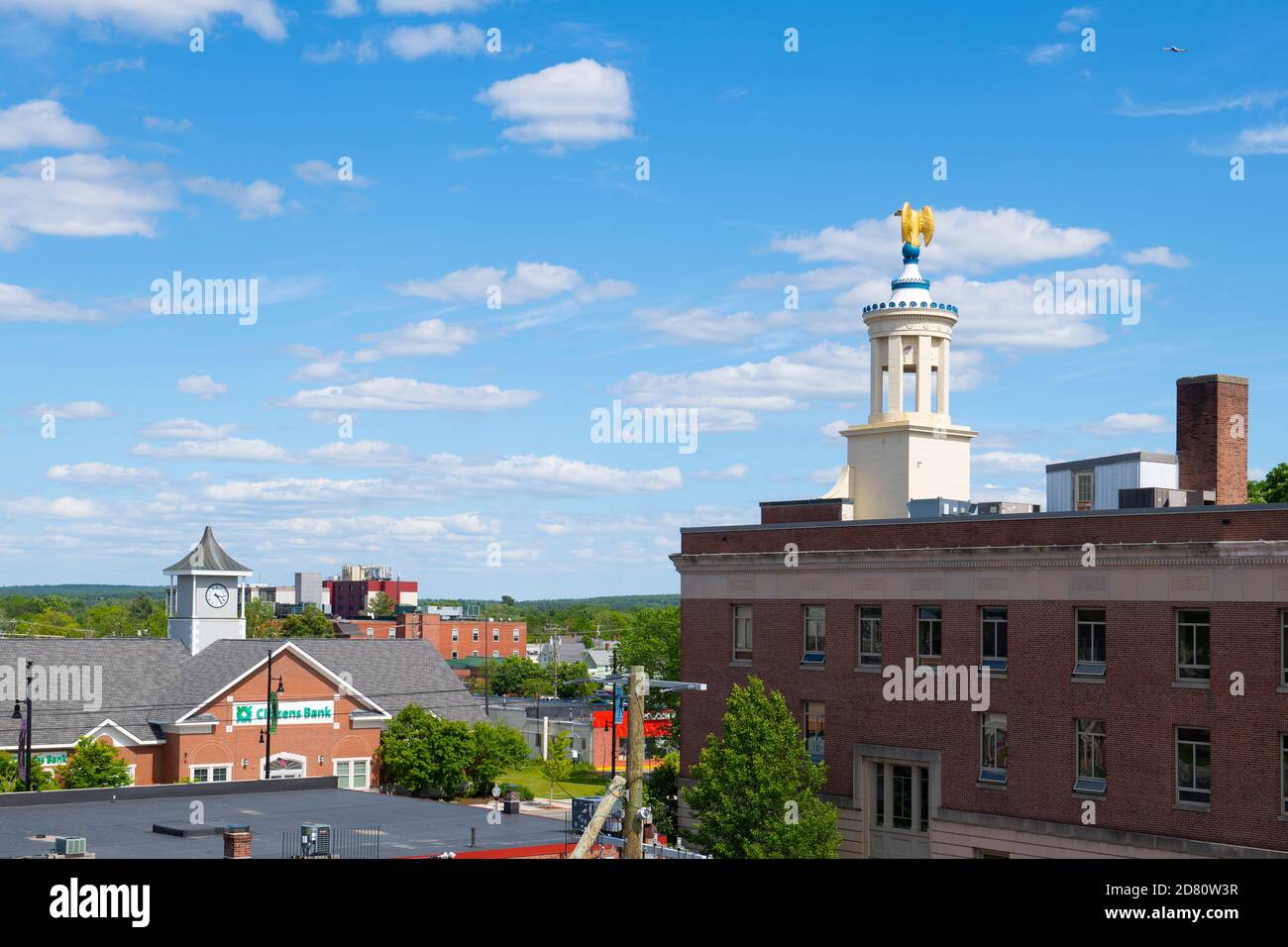 Historic buildings on Main Street in Nashua, New Hampshire, NH, USA