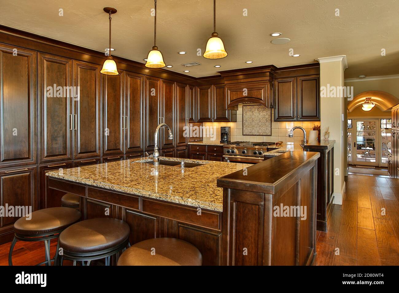 Kitchen and hallway, Denver, Colorado USA Stock Photo