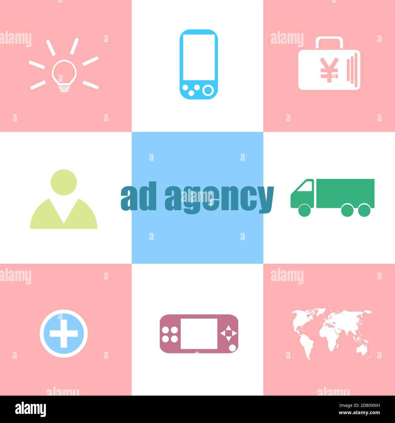 Text Ad agency. Management concept . Can be used for workflow layout, diagram, business step options, banner . Infographic dashboard ui interface temp Stock Photo