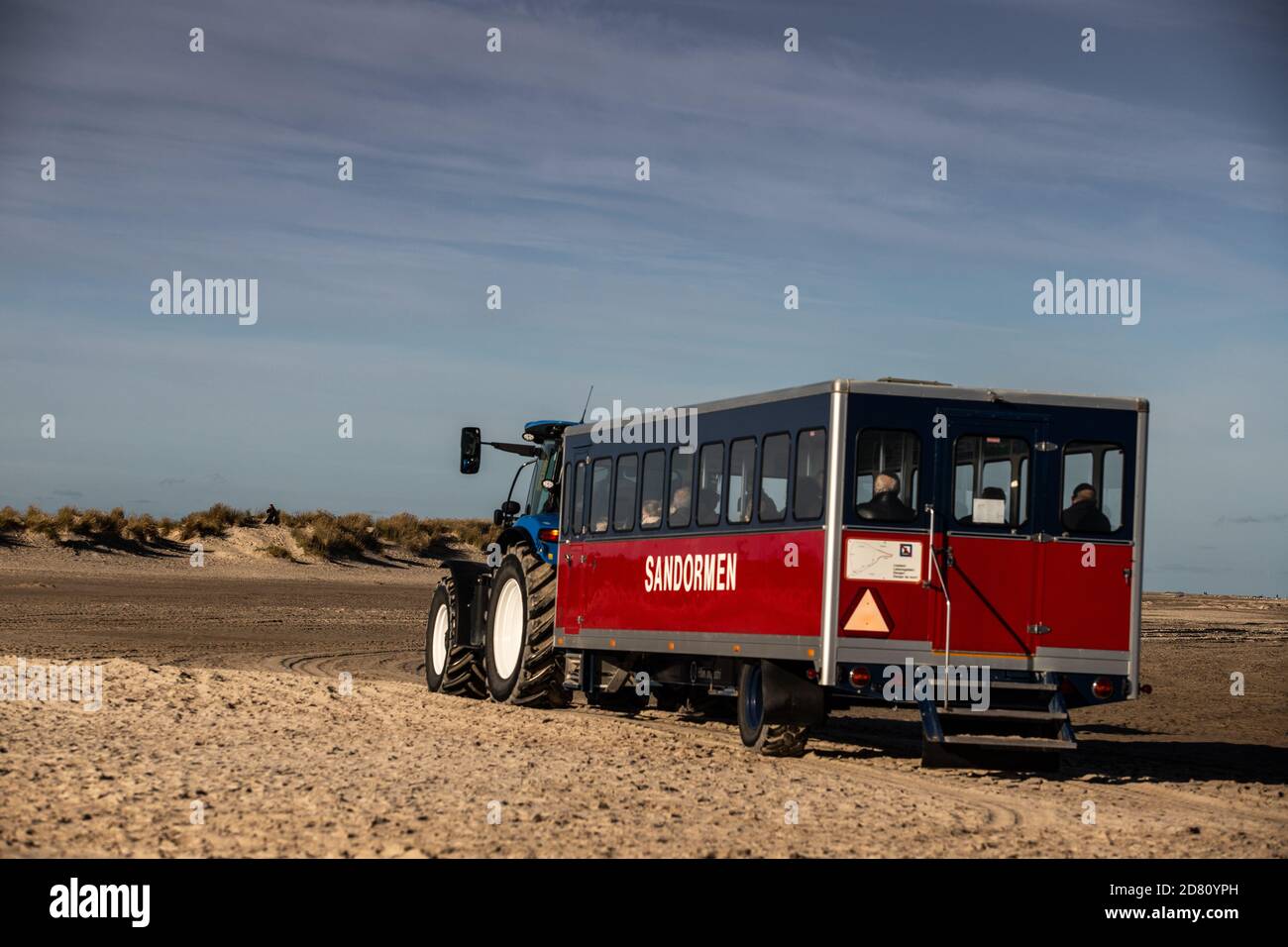 shuttle for tourists at the beach in Grenen, Denmark Stock Photo